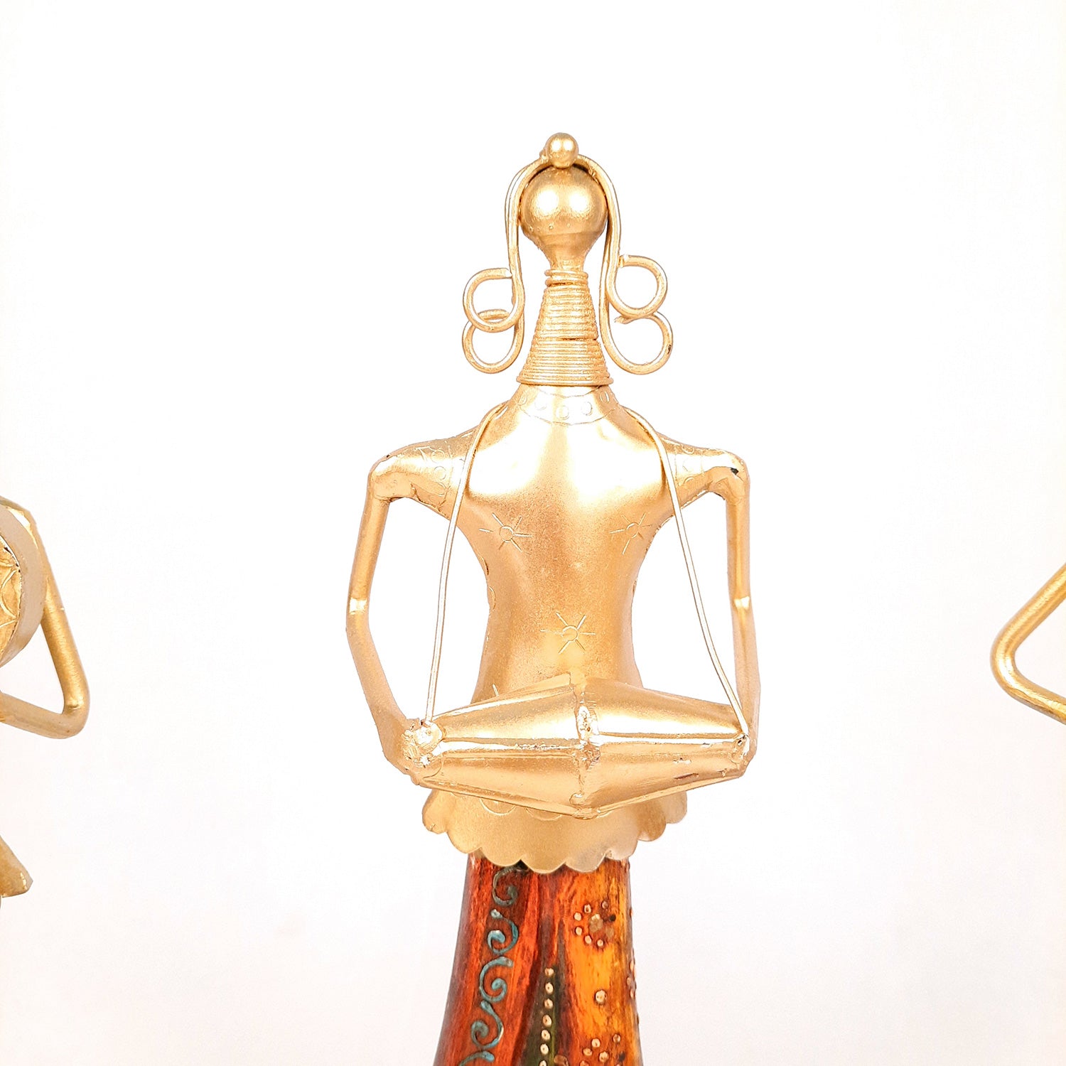 Showpiece Folk Musician Ladies | Handicraft Figurines - For Table, Living Room, Bedroom & TV Unit| Show Piece For Office Desk & Gifts - 13 Inch (Set of 3) - Apkamart
