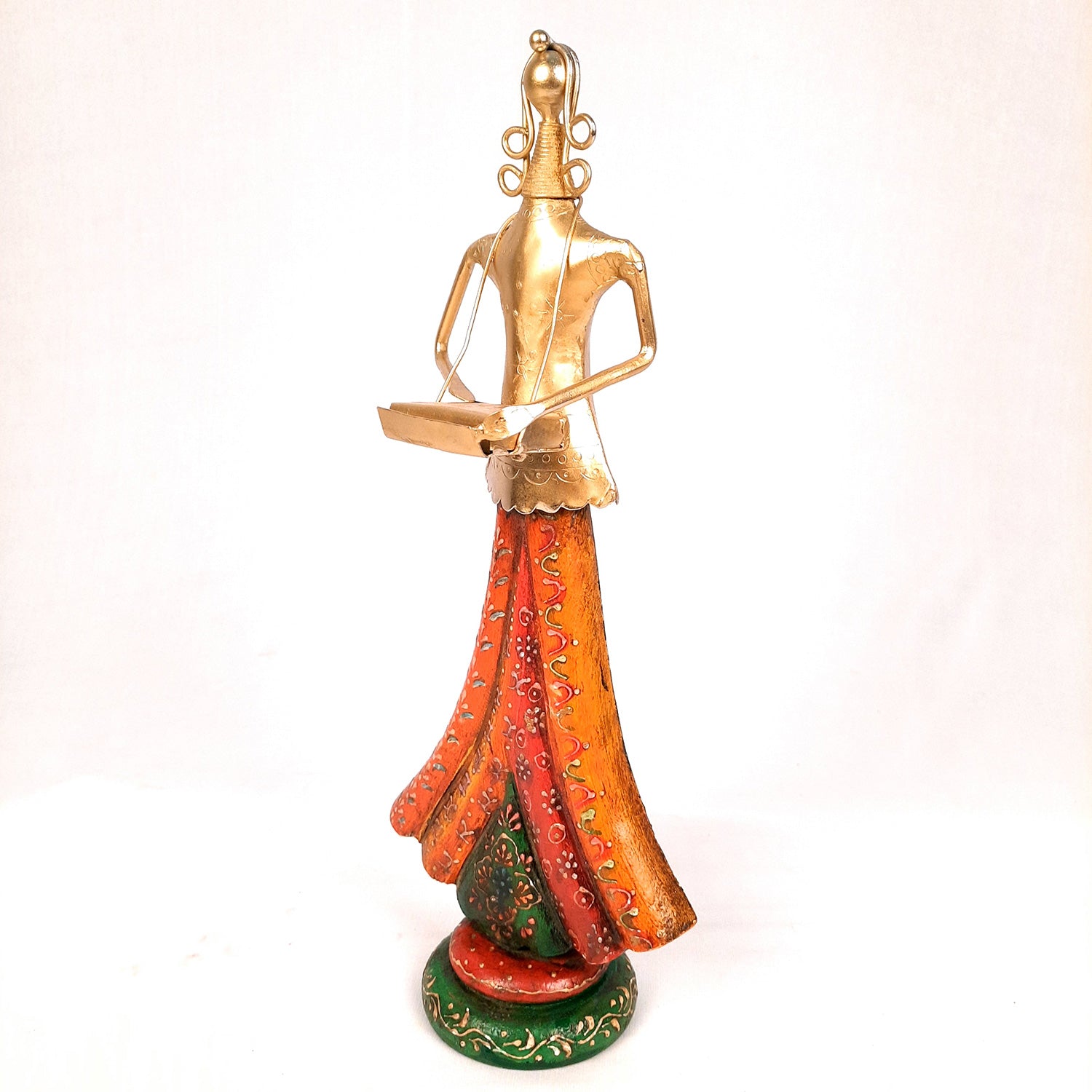 Showpiece Folk Musician Ladies | Handicraft Figurines - For Table, Living Room, Bedroom & TV Unit| Show Piece For Office Desk & Gifts - 13 Inch (Set of 3) - Apkamart