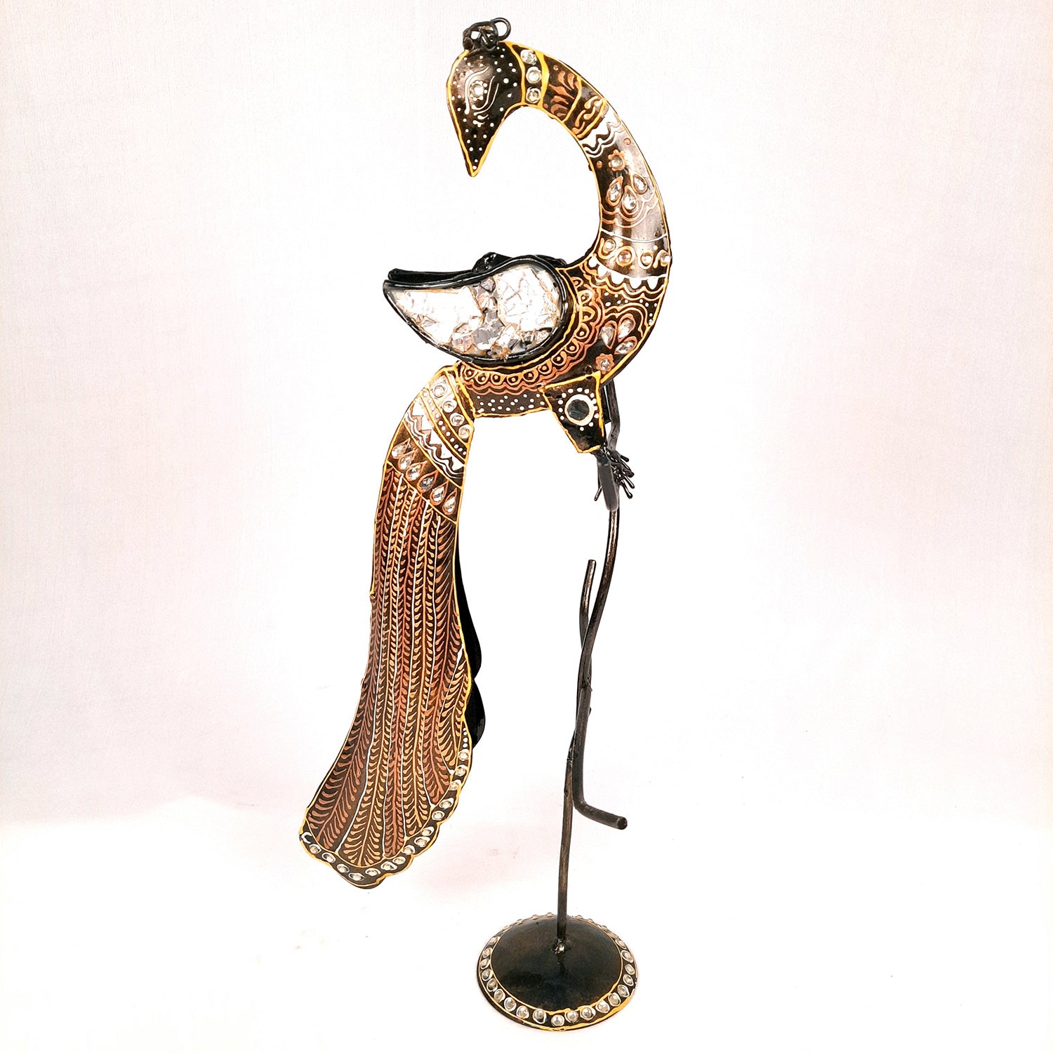 Peacock Earring / Bangle Stand Cum Figurine Showpiece - for Home, Dressing Table Decor - 19 Inch - Apkamart