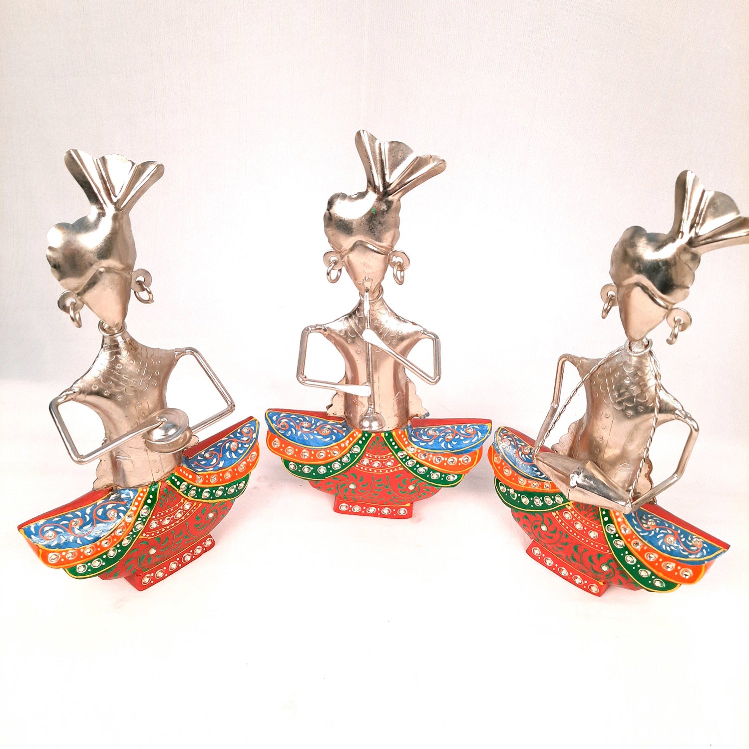 Showpiece Figurine - Rajasthani Musicians | Decorative Show piece for Home, Bedroom, Living Room, Office Desk & Table Decor | Gifts For Wedding, Housewarming & Festivals- 13 Inch (Set of 3)