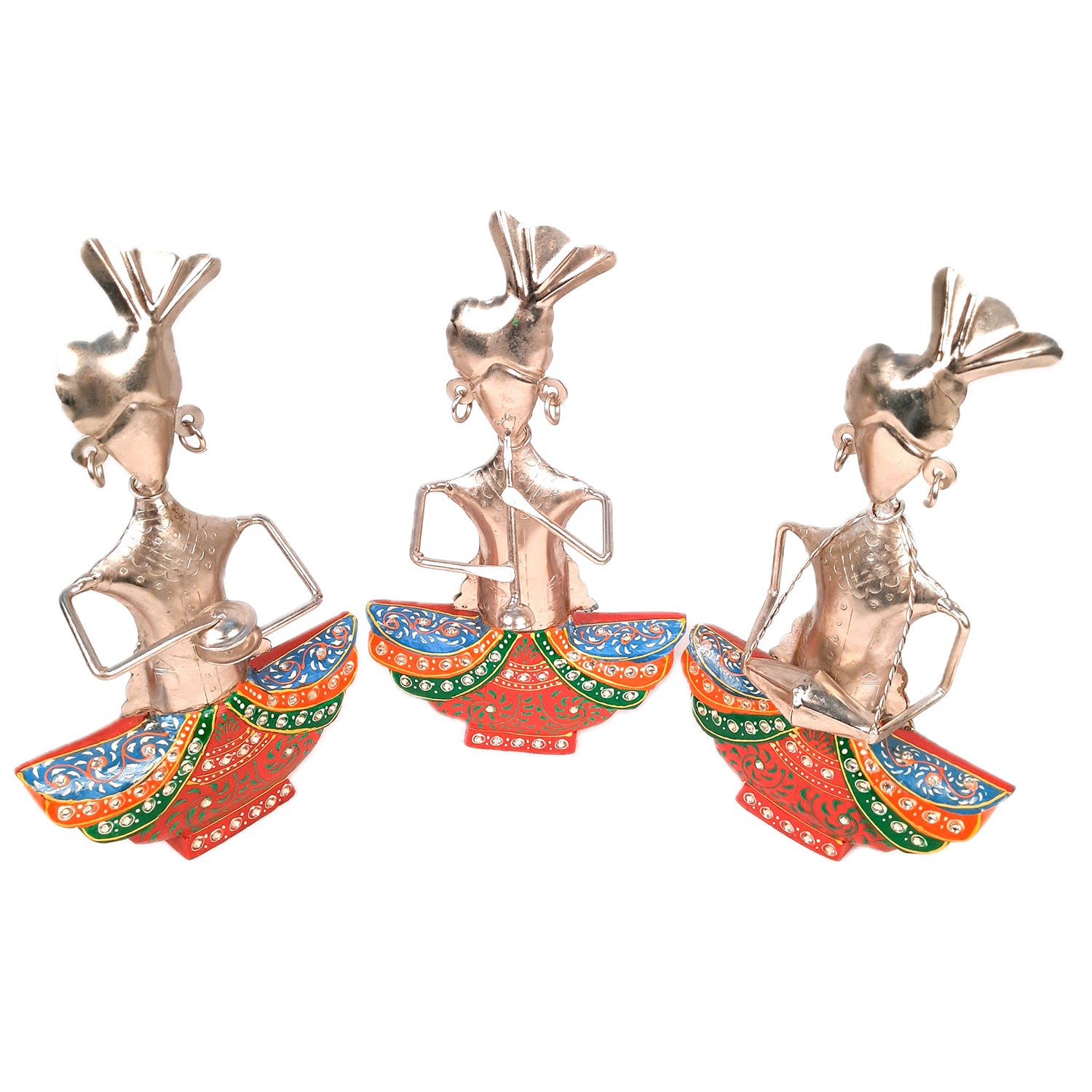 Showpiece Figurine - Rajasthani Musicians | Decorative Show piece for Home, Bedroom, Living Room, Office Desk & Table Decor | Gifts For Wedding, Housewarming & Festivals- 13 Inch (Set of 3)