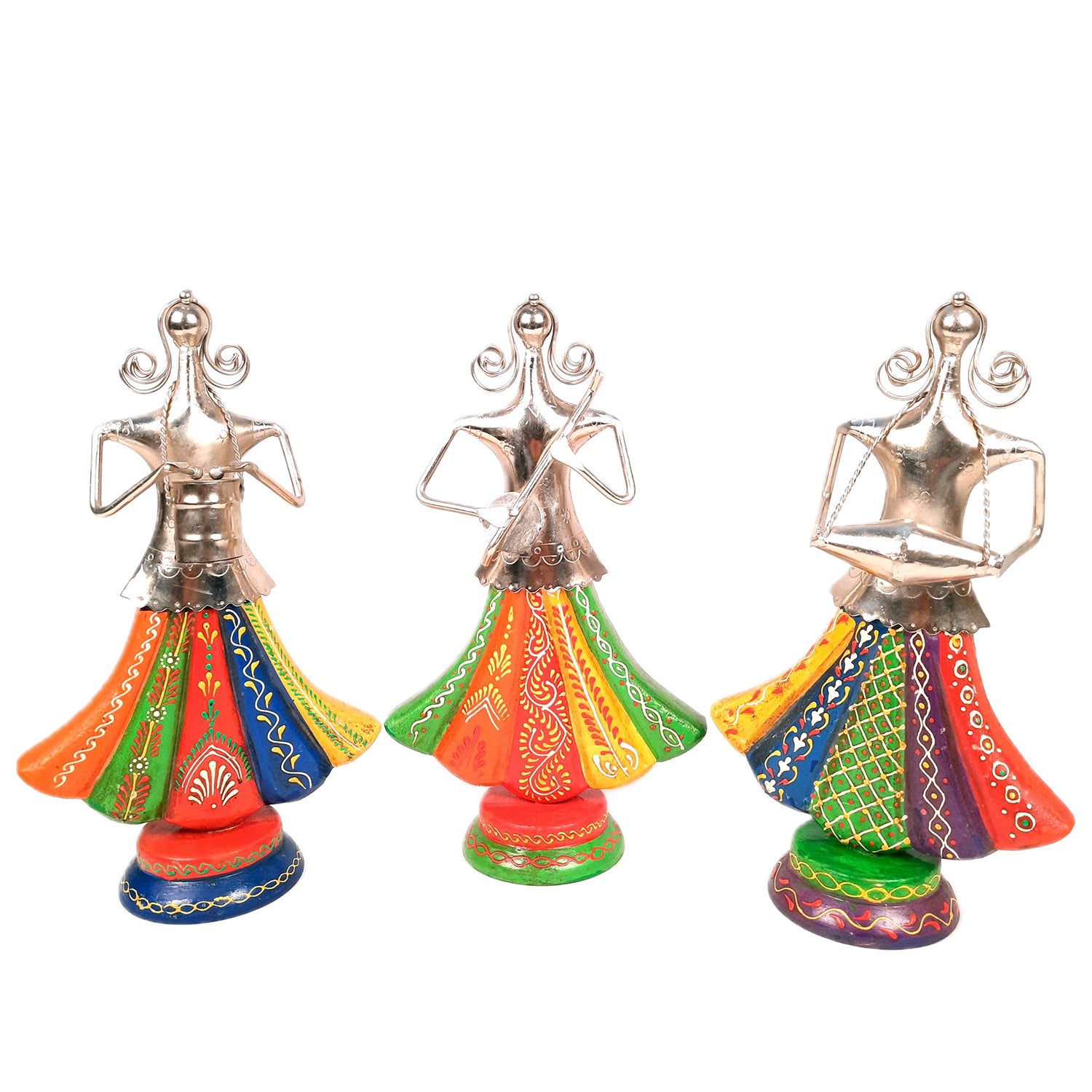 Showpiece Musician Girls Set For Home Decor | Handicraft Figurines - For Table, Living Room, Bedroom & TV Unit Decor | Show Piece For Office Desk & Gifts - 13 Inch (Set of 3) - Apkamart
