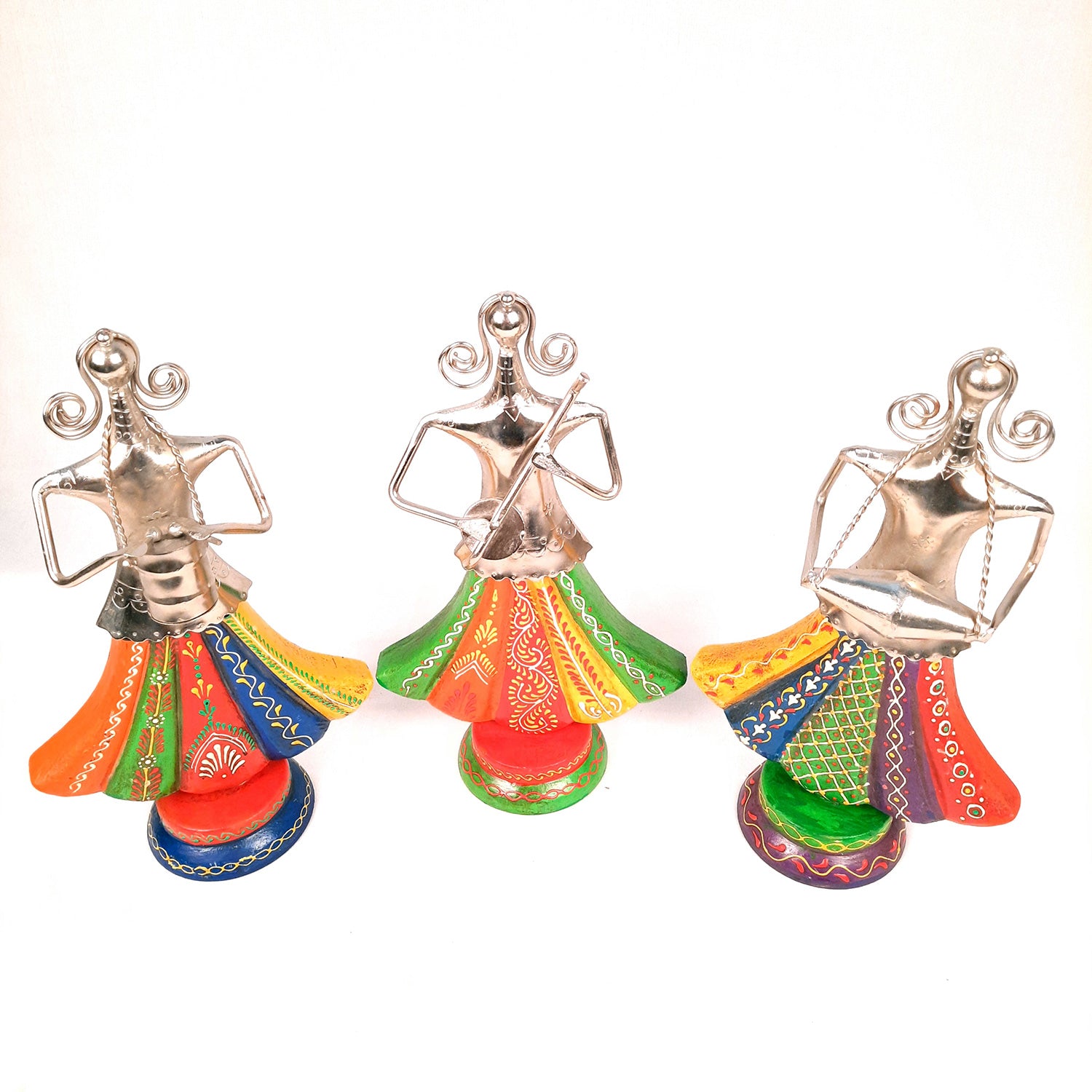 Showpiece Musician Girls Set For Home Decor | Handicraft Figurines - For Table, Living Room, Bedroom & TV Unit Decor | Show Piece For Office Desk & Gifts - 13 Inch (Set of 3) - Apkamart