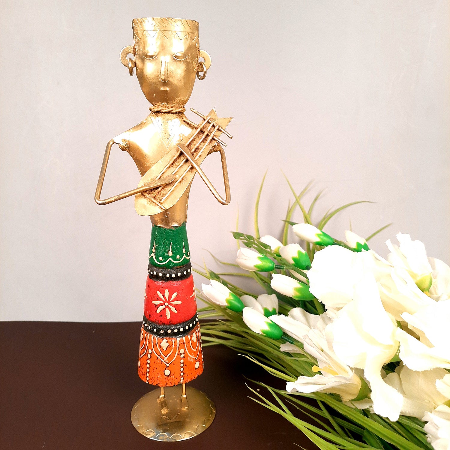 Showpiece Musician | Decorative Tribal Musician Figurine - For Home, Table, Living Room & TV Unit | Show Piece For Office Desk & Gifts - 13 Inch - Apkamart