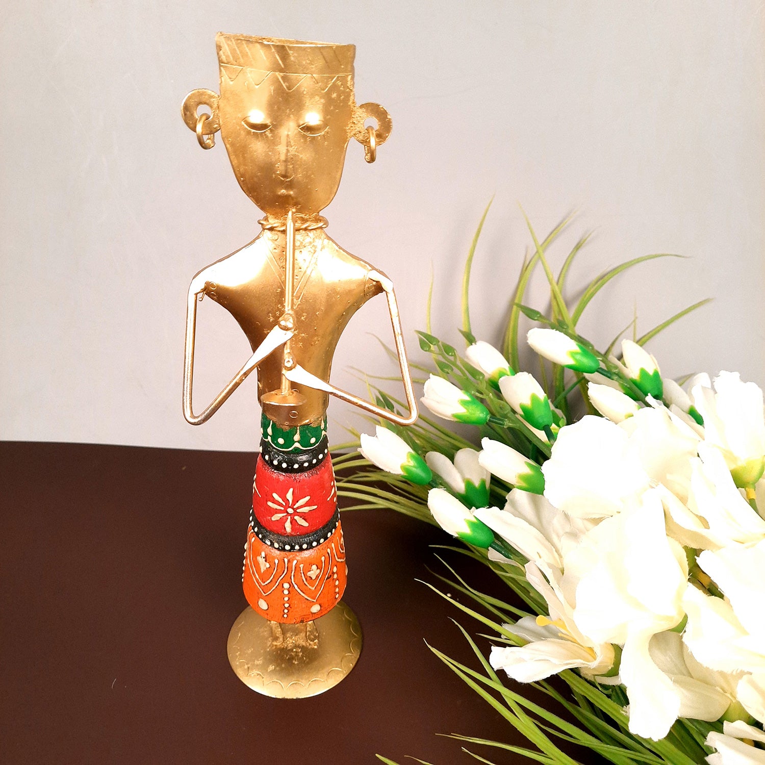 Showpiece Musician Figurine | Tribal Musician Figurine - For Home, Table, Living Room & TV Unit | Show Piece For Office Desk & Gifts - 12 Inch - Apkamart