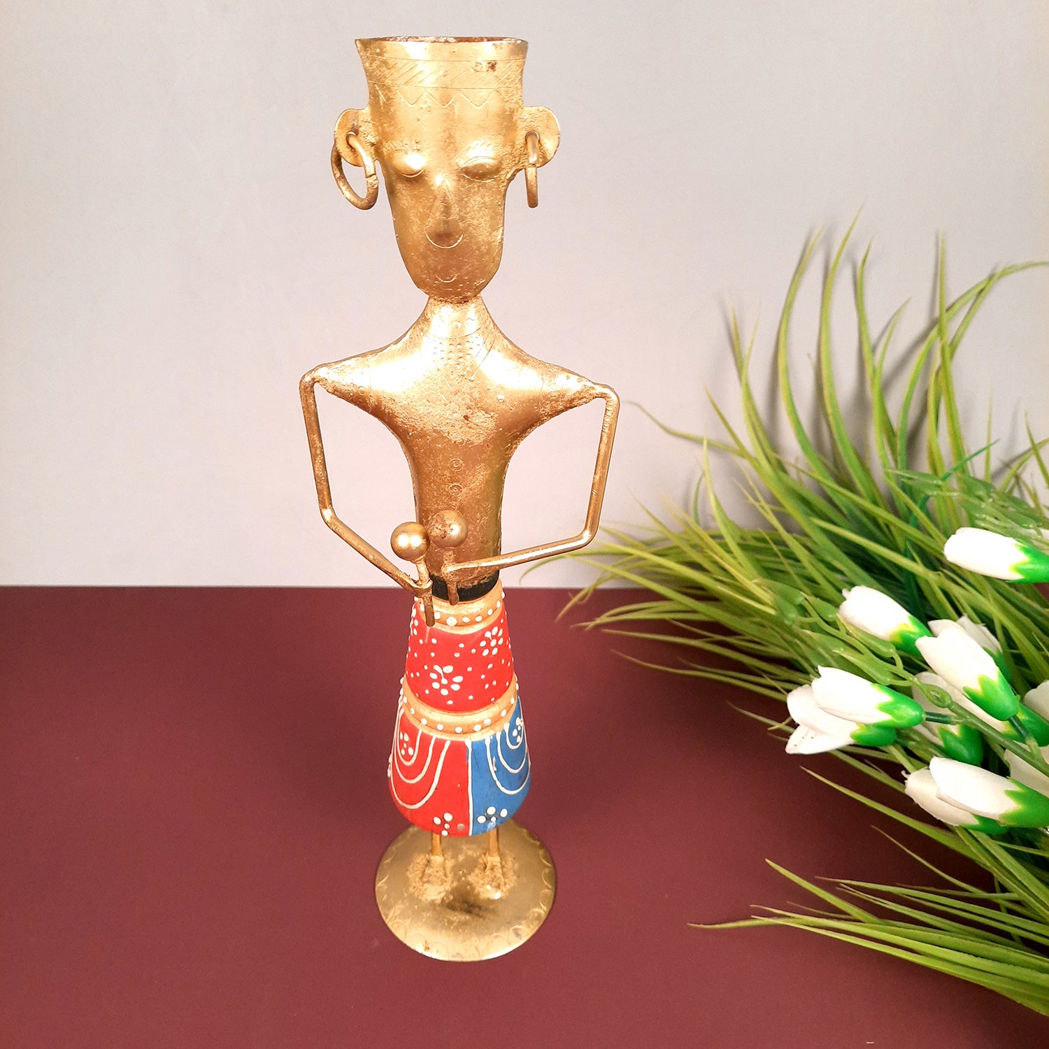 Showpiece Musician | Decorative Tribal Musician Figurine - For Home, Table, Living Room & TV Unit | Show Piece For Office Desk & Gifts - 12 Inch - Apkamart