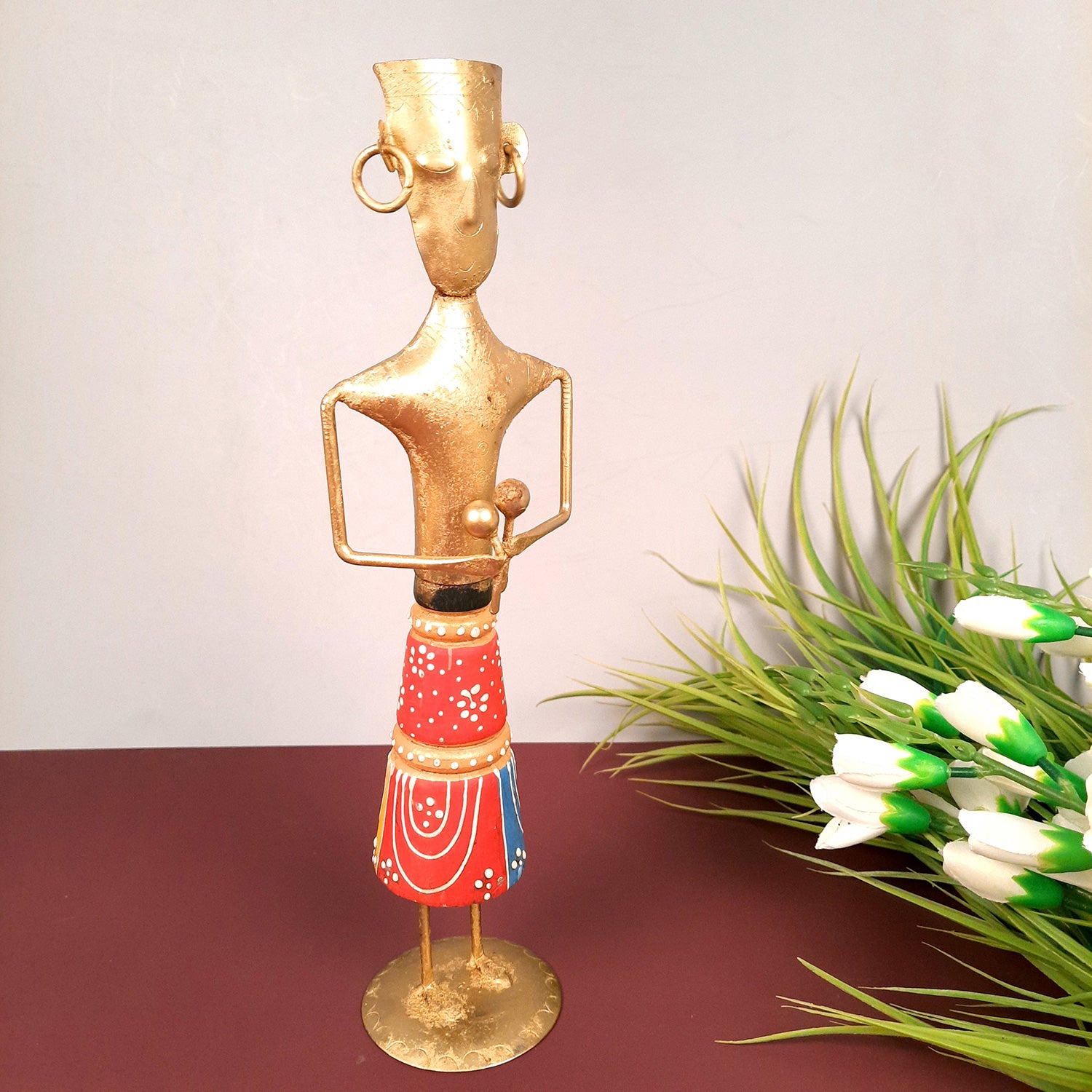 Showpiece Musician | Decorative Tribal Musician Figurine - For Home, Table, Living Room & TV Unit | Show Piece For Office Desk & Gifts - 12 Inch - Apkamart