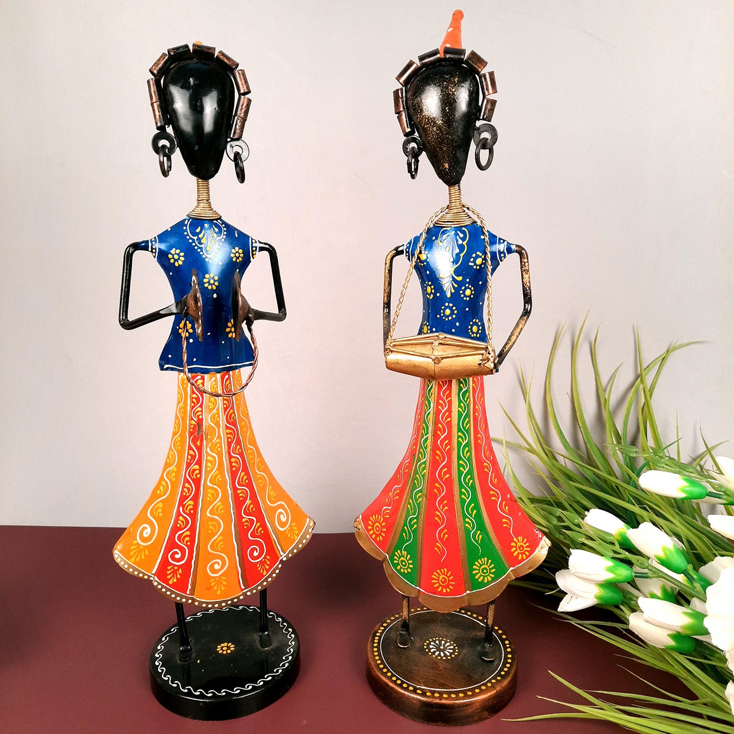 Showpiece Figurine - Musician Set | Decorative Show piece for Home, Bedroom, Living Room, Office Desk & Table | Gifts For Wedding, Housewarming & Festivals - 16 Inch (Set of 2) - Apkamart