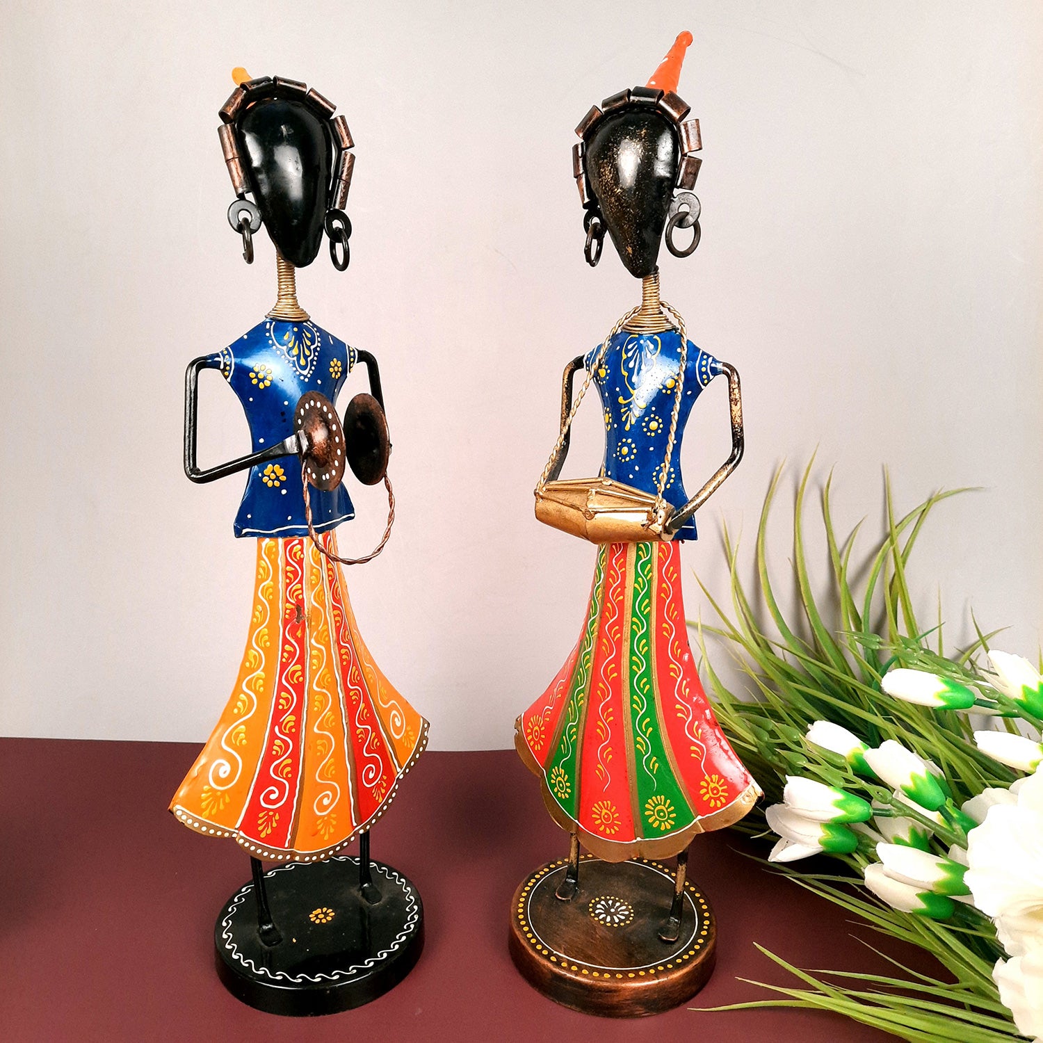 Showpiece Figurine - Musician Set | Decorative Show piece for Home, Bedroom, Living Room, Office Desk & Table | Gifts For Wedding, Housewarming & Festivals - 16 Inch (Set of 2) - Apkamart