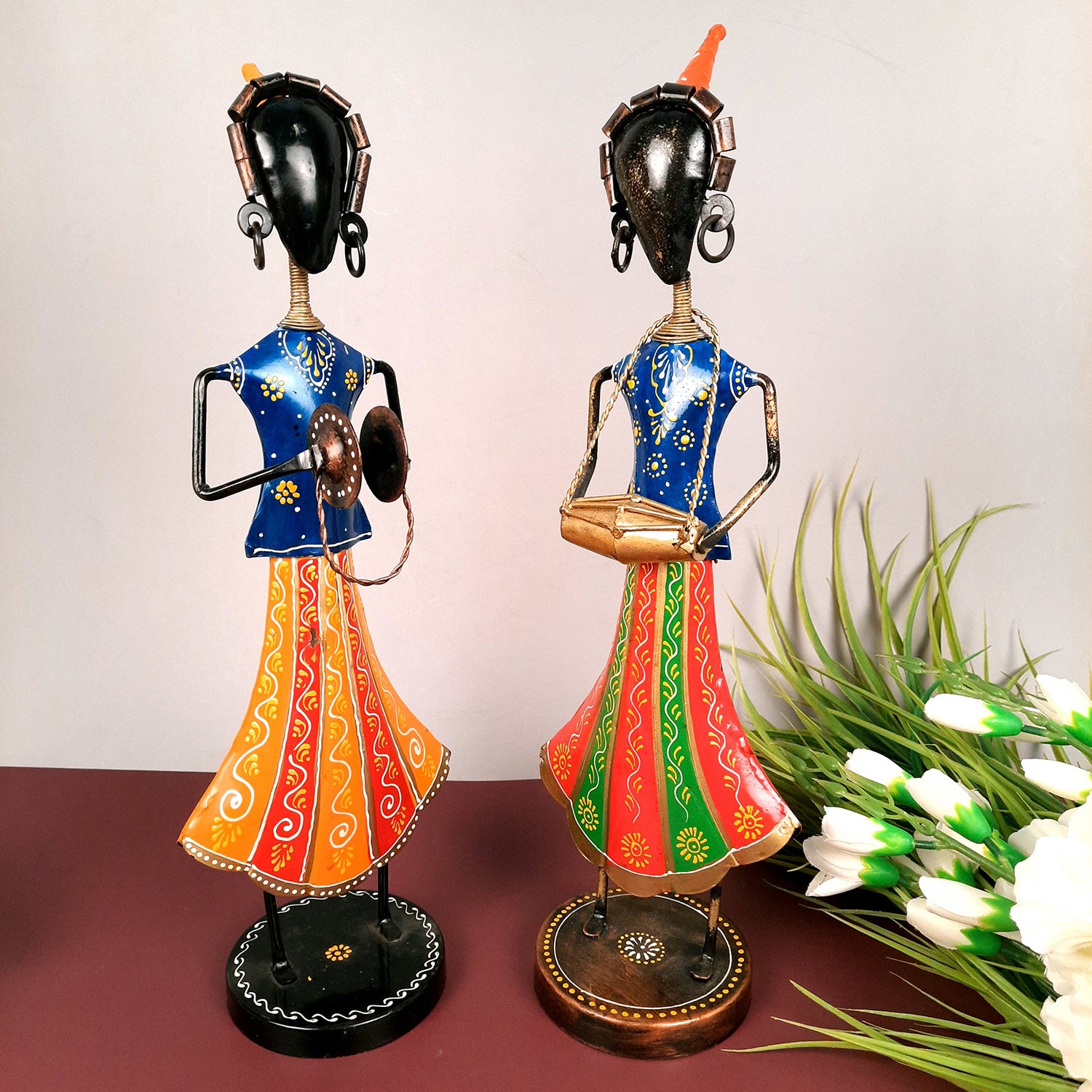Showpiece Figurine - Musician Set | Decorative Show piece for Home, Bedroom, Living Room, Office Desk & Table | Gifts For Wedding, Housewarming & Festivals - 16 Inch (Set of 2) - Apkamart