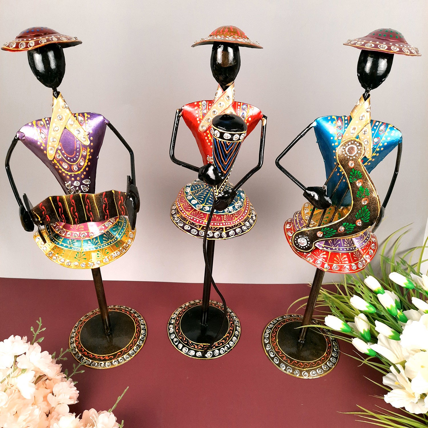 Showpiece Figurines Musician Set | Long Showpieces for Home, Table, Living Room, TV Unit & Bedroom Decor | Decorative Show piece for Gifts - 21 Inch (Set of 3) - Apkamart