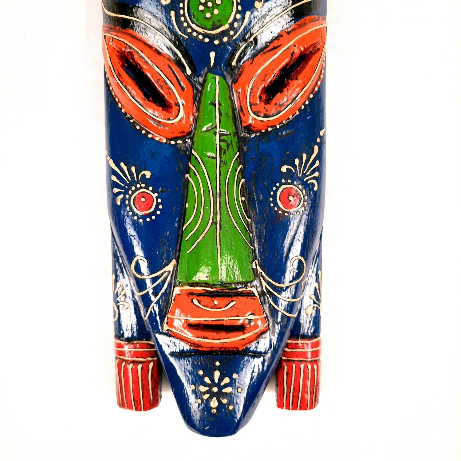 Nazar Battu Wall Mask | Tribal Face Masks Hanging |Long African Egyptian Wooden Faces Hangings - for Home Entrance, Living Room, Door Decor, Hall-Way, Balcony Decoration & Gift - 15 Inch - Apkamart  #Color_Blue