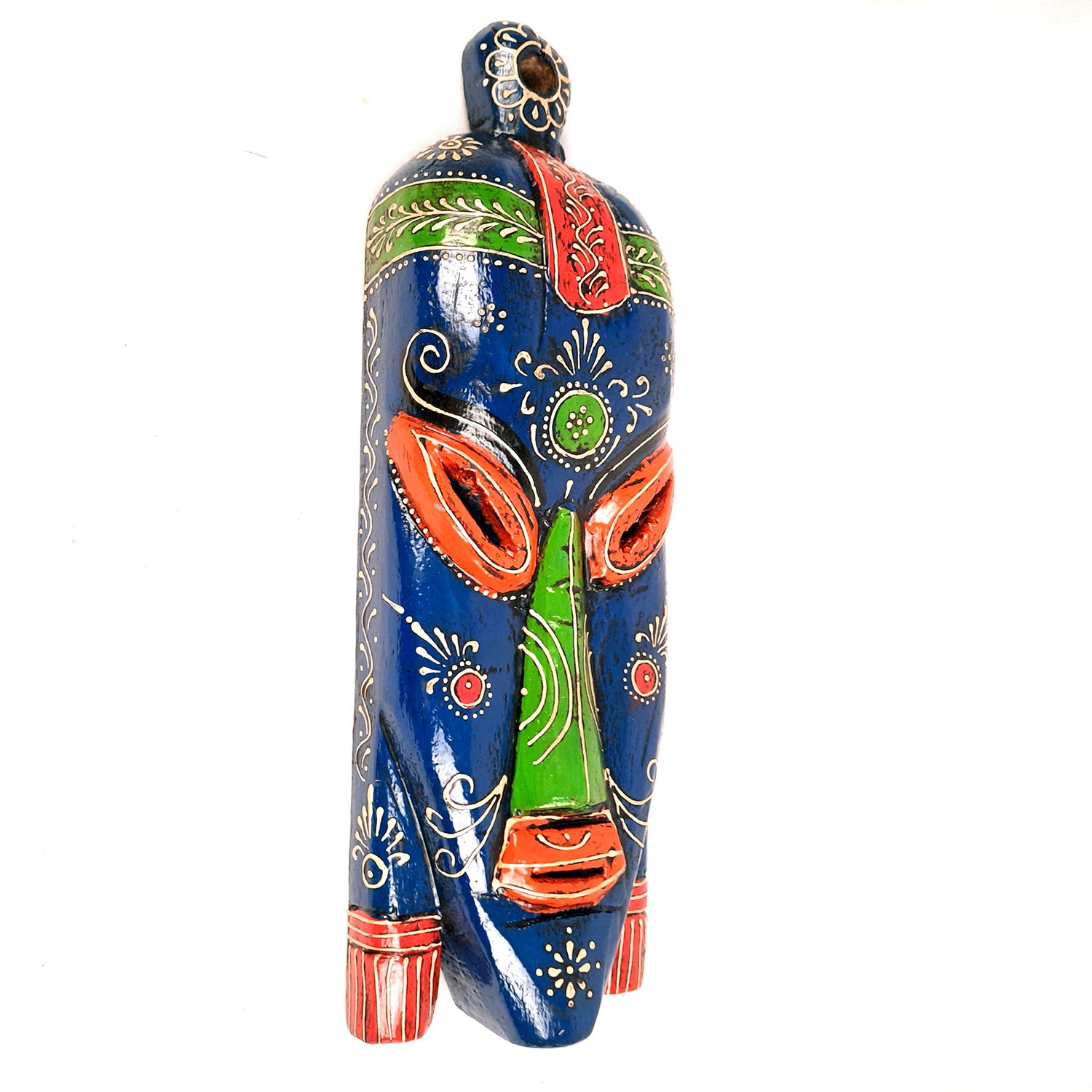Nazar Battu Wall Mask | Tribal Face Masks Hanging |Long African Egyptian Wooden Faces Hangings - for Home Entrance, Living Room, Door Decor, Hall-Way, Balcony Decoration & Gift - 15 Inch - Apkamart  #Color_Blue