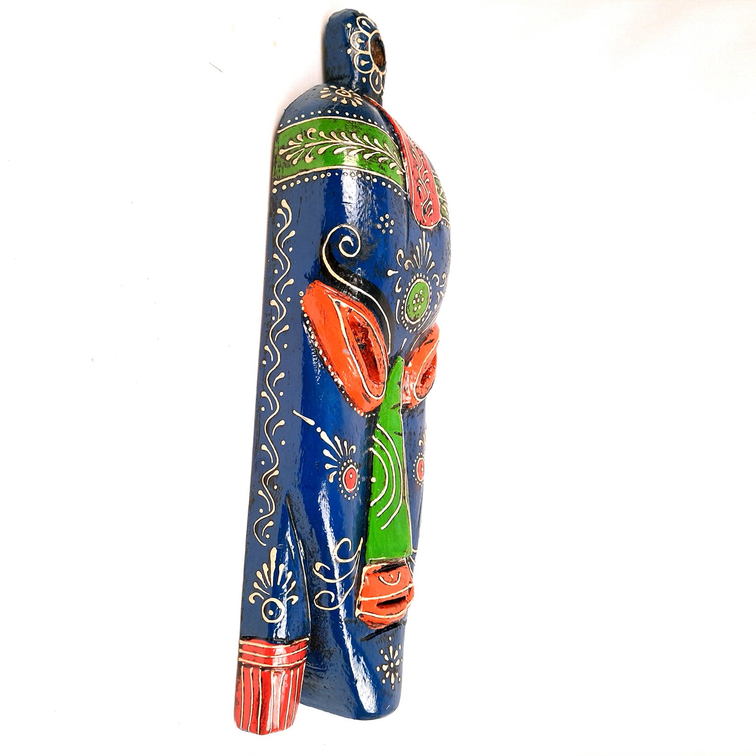 Nazar Battu Wall Mask | Tribal Face Masks Hanging |Long African Egyptian Wooden Faces Hangings - for Home Entrance, Living Room, Door Decor, Hall-Way, Balcony Decoration & Gift - 15 Inch - Apkamart  #Color_Blue