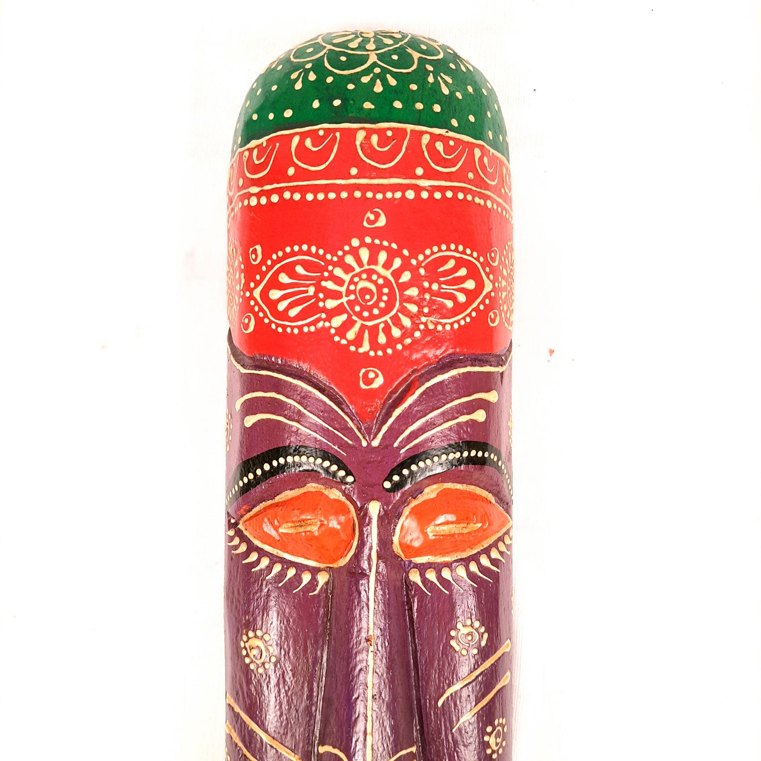 African Egyptian Face Wall Mask Hanging | Nazar Battu | Long Tribal Masks for Home Entrance & Living Room | Wooden Mask hangings for House, Door, Hall-Way, Balcony Decoration -15 Inch - Apkamart #Color_Purple