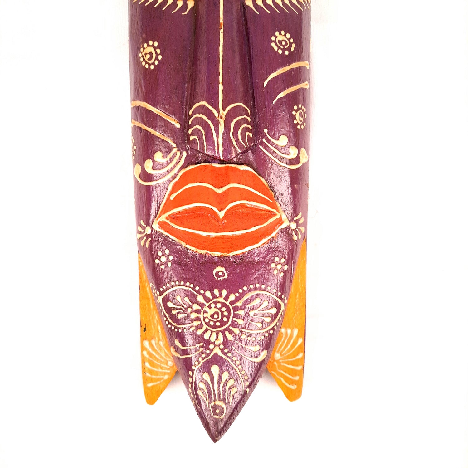 African Egyptian Face Wall Mask Hanging | Nazar Battu | Long Tribal Masks for Home Entrance & Living Room | Wooden Mask hangings for House, Door, Hall-Way, Balcony Decoration -15 Inch - Apkamart #Color_Purple