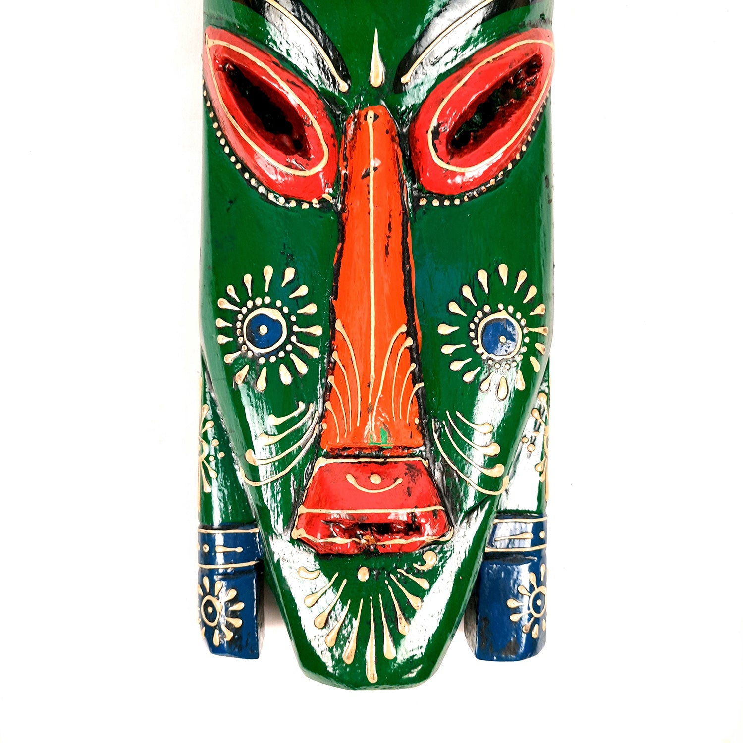 Tribal Wall Masks Tall | African Egyptian Hangings for Home Entrance & Living Room | Nazar Battu Hanging - for House, Door, Hallway, Balcony Decoration - 15 Inch - Apkamart