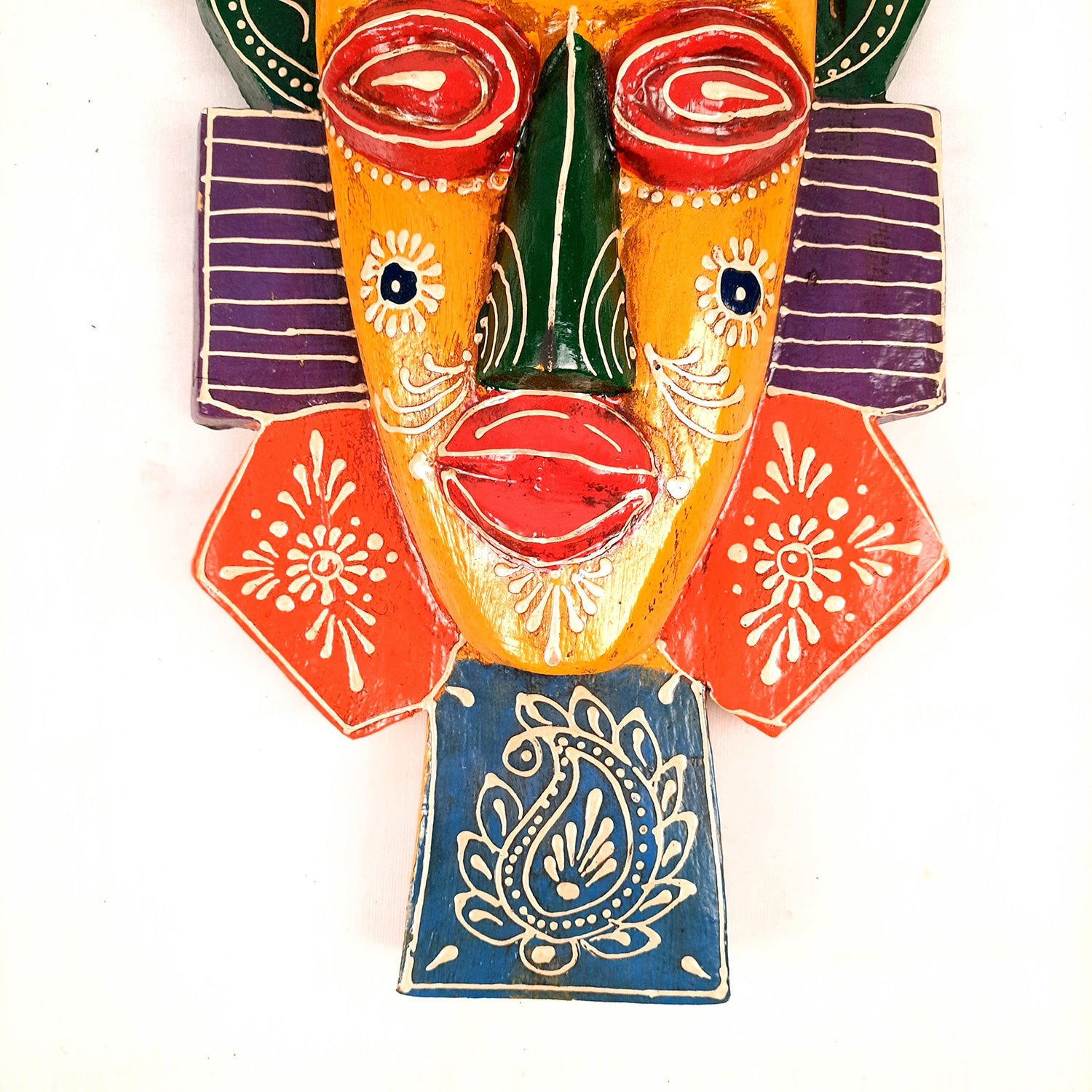 Tribal Wall Masks Tall | African Egyptian Hangings for Home Entrance & Living Room | Nazar Battu Hanging - for House, Door, Hallway, Balcony Decoration - 20 Inch - Apkamart #Color_Yellow
