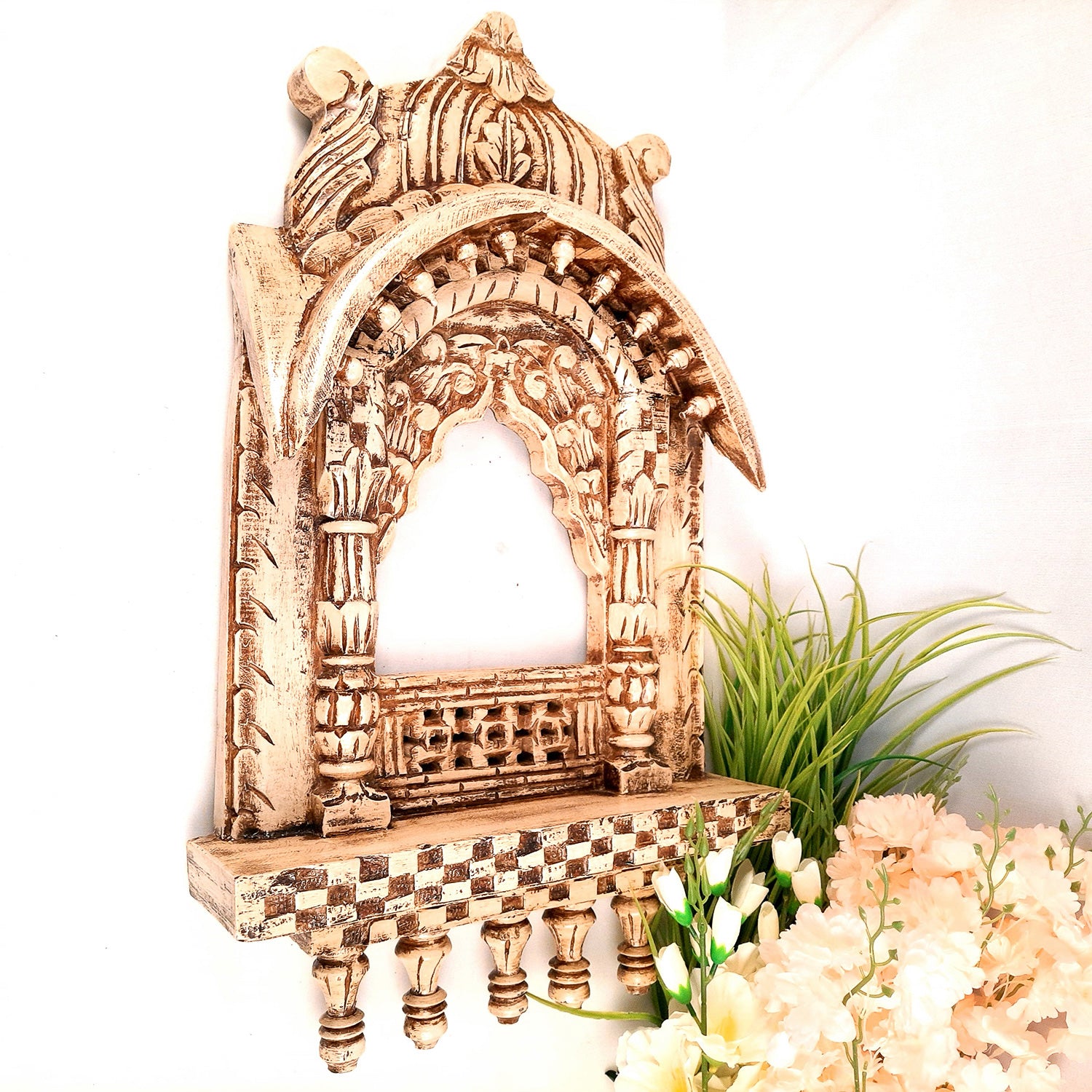 Jharokha Wall Hanging - Window Design | Wooden Jharokha Hangings for Photo Frame & Mirrors - For Home, Wall Decor, Living room, Entrance Decoration & Gifts - 27 Inch