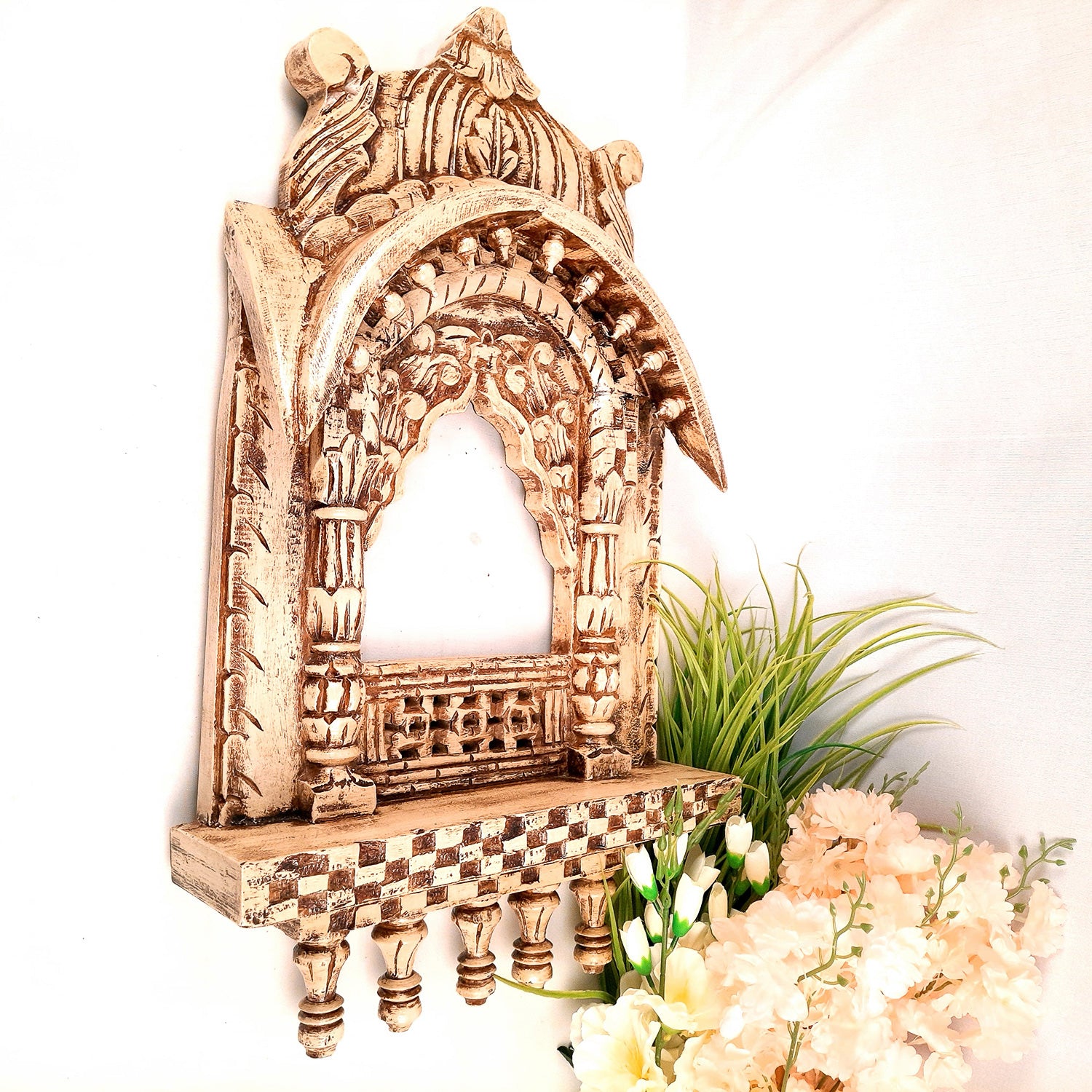 Jharokha Wall Hanging - Window Design | Wooden Jharokha Hangings for Photo Frame & Mirrors - For Home, Wall Decor, Living room, Entrance Decoration & Gifts - 27 Inch