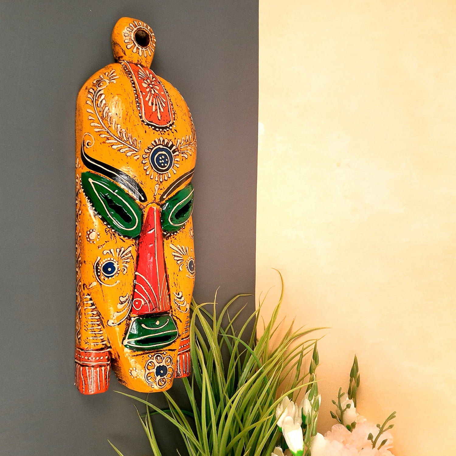 Wall Mask Nazar Battu | Big African Masks Featuring Tribal Face Decor - Egyptian Mask Hanging for Home Entrance, House, Door, Hall-Way, Balcony Decoration - 15 Inch - Apkamart