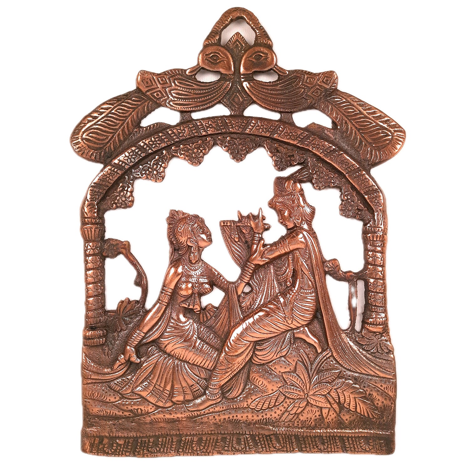 Radha Krishna Idol Wall Hanging Art | Radhe Krishna Wall Statue Murti | Religious Gifts | Wedding Gift for Couples - for Home, Living Room, Office, Puja , Entrance Decoration - 14 Inch - Apkamart