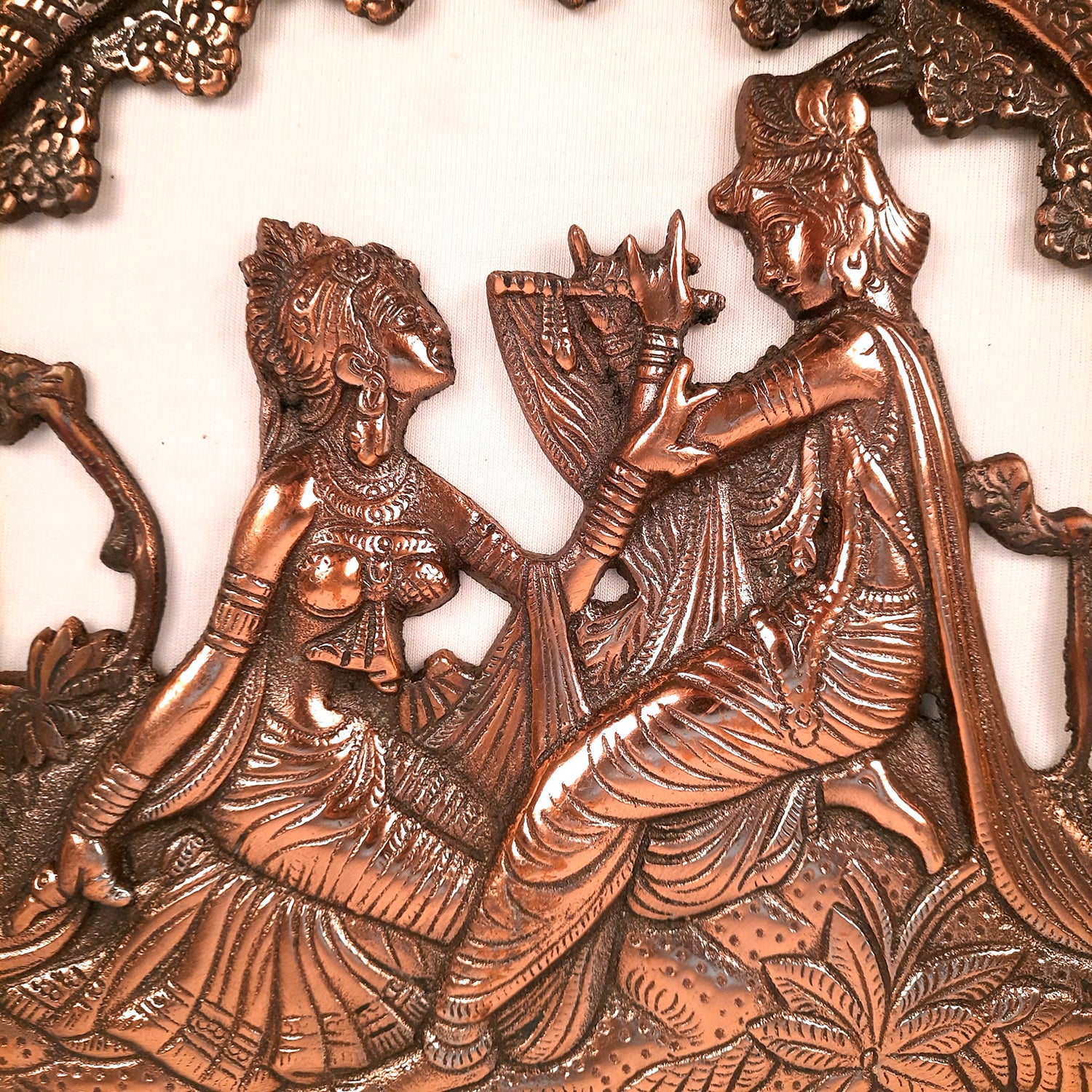 Radha Krishna Idol Wall Hanging Art | Radhe Krishna Wall Statue Murti | Religious Gifts | Wedding Gift for Couples - for Home, Living Room, Office, Puja , Entrance Decoration - 14 Inch - Apkamart