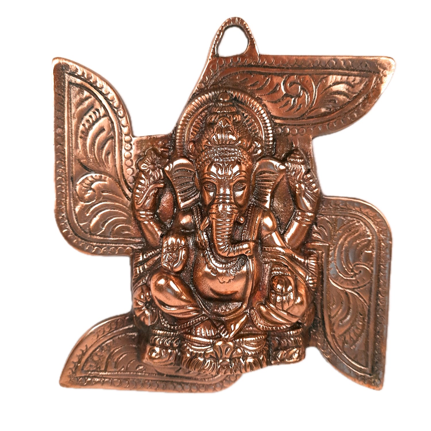 Ganesh Idol Wall Hanging | Lord Ganesha With Swastik Wall Statue Decor - For Puja, Home, Entrance, Living Room & Gift - 8 Inch - Apkamart