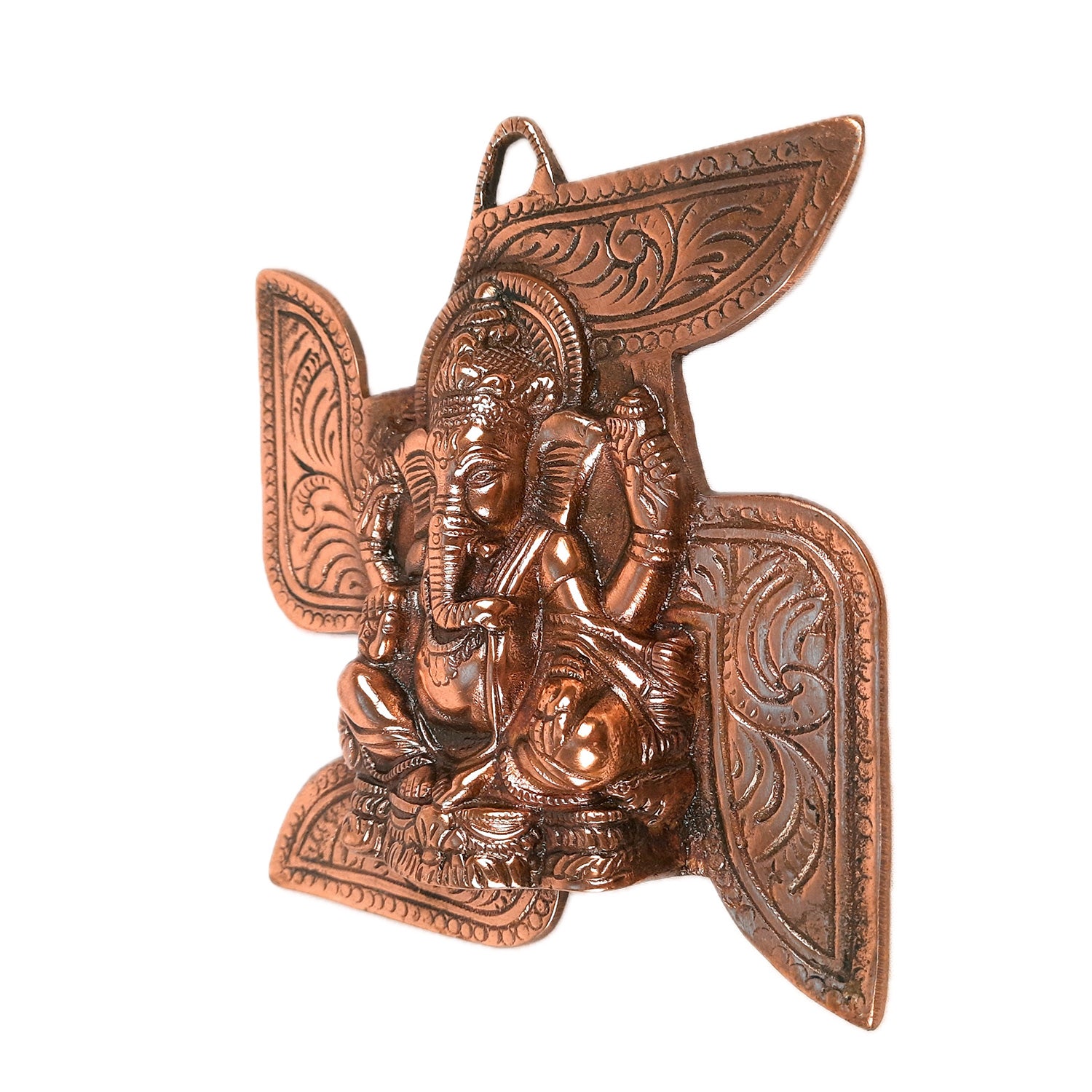 Ganesh Idol Wall Hanging | Lord Ganesha With Swastik Wall Statue Decor - For Puja, Home, Entrance, Living Room & Gift - 8 Inch - Apkamart