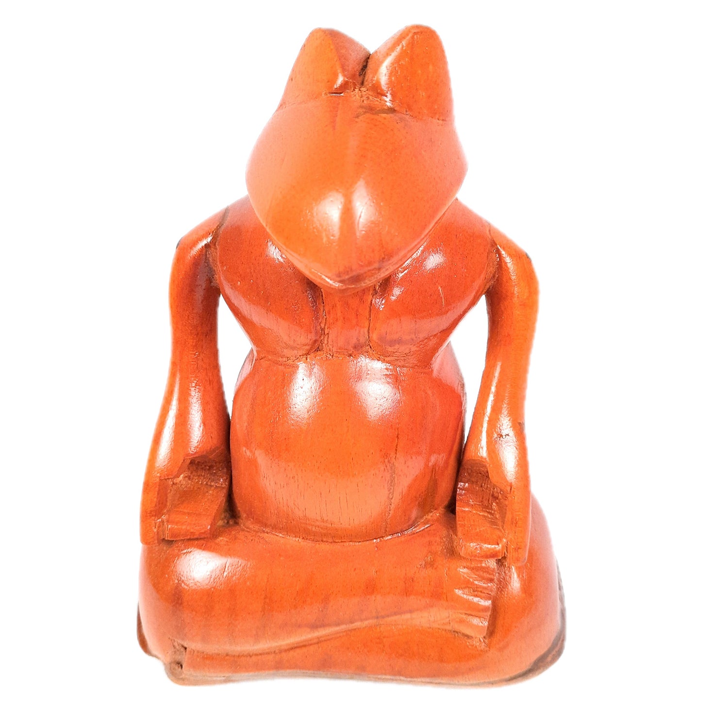 Meditating Frog Showpiece | wooden Animal Figurines - For Home, Table, Living Room, Office Desk Decor & Gifts - 10 Inch - Apkamart