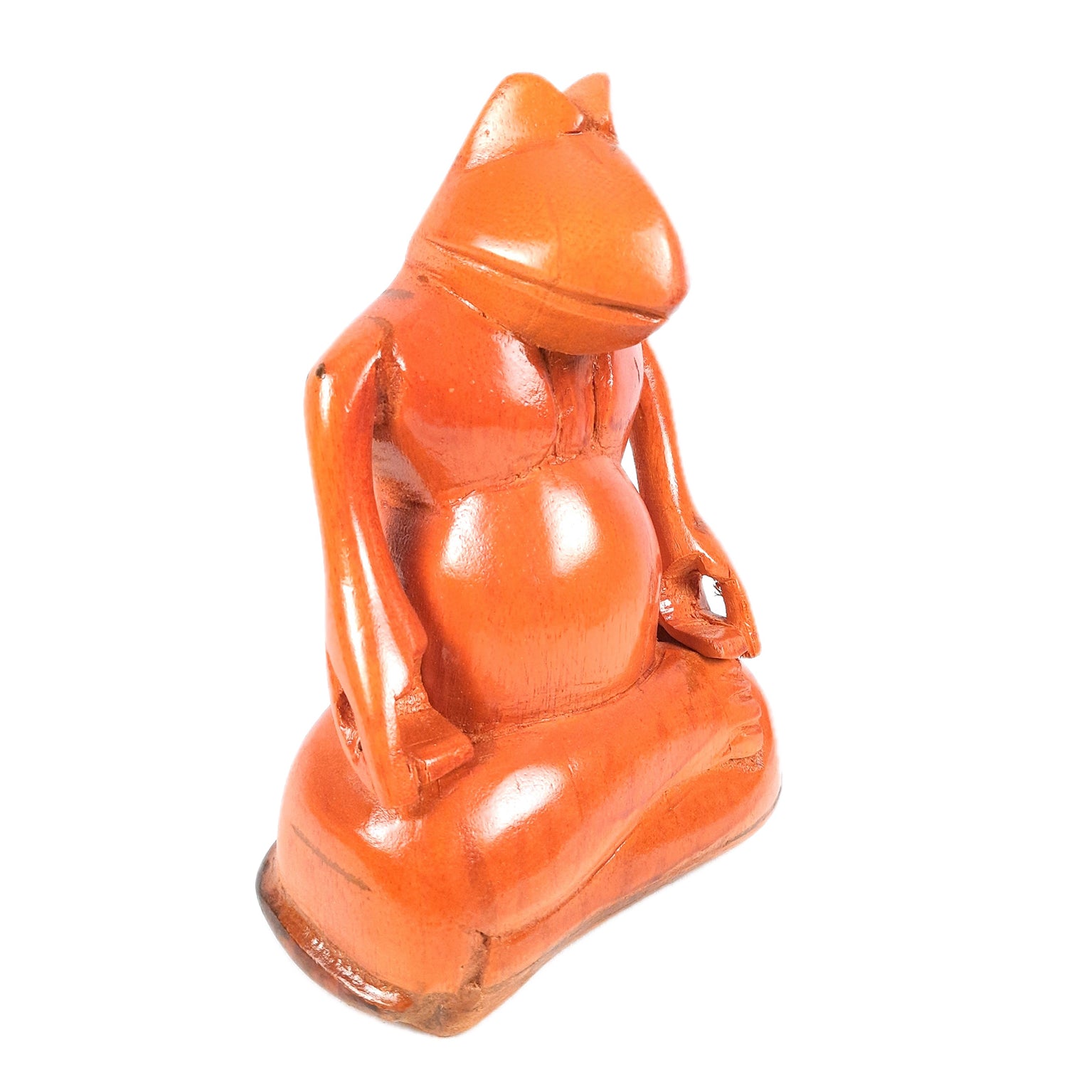 Meditating Frog Showpiece | wooden Animal Figurines - For Home, Table, Living Room, Office Desk Decor & Gifts - 10 Inch - Apkamart