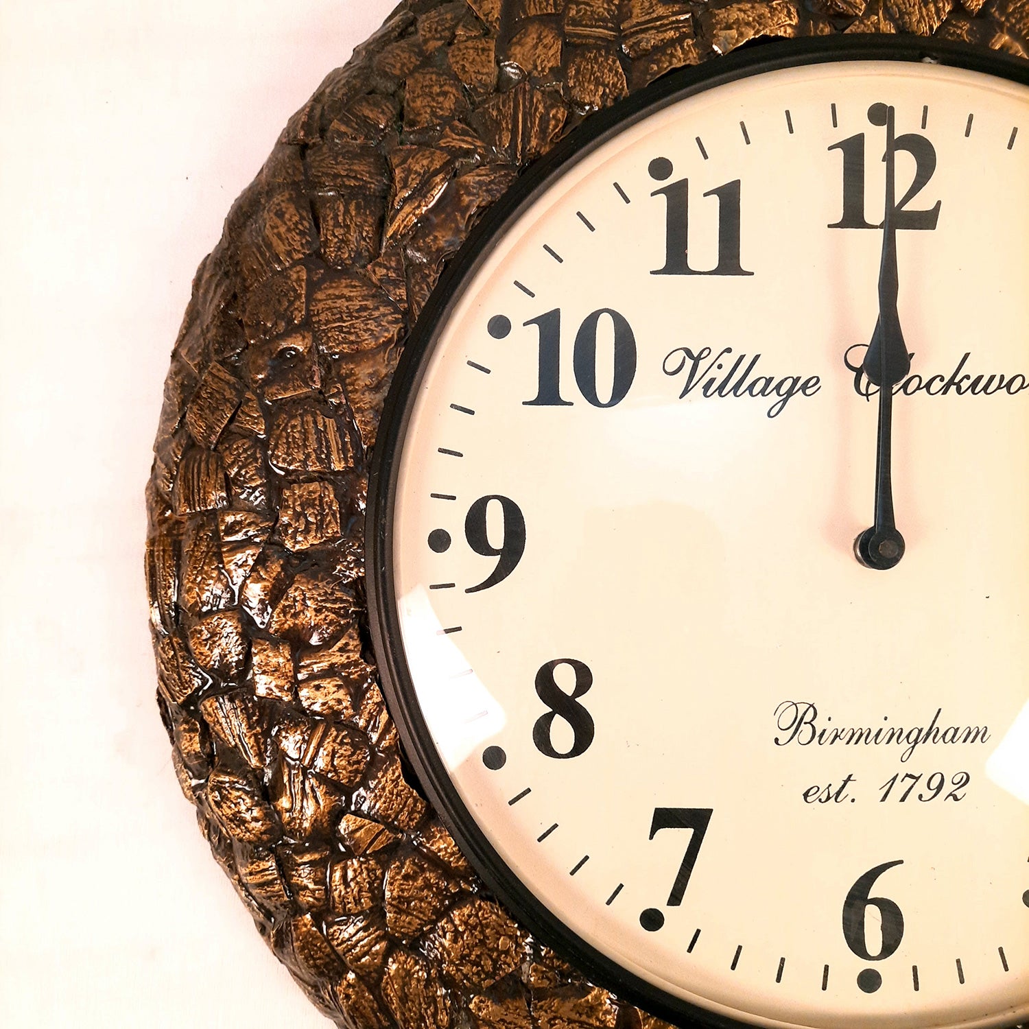 Wall Clock for Home | Wall Mount Analog Big Watch With Antique Brass Work - For Living Room, Bedroom, Hall, Office Decor & Gift - Apkamart