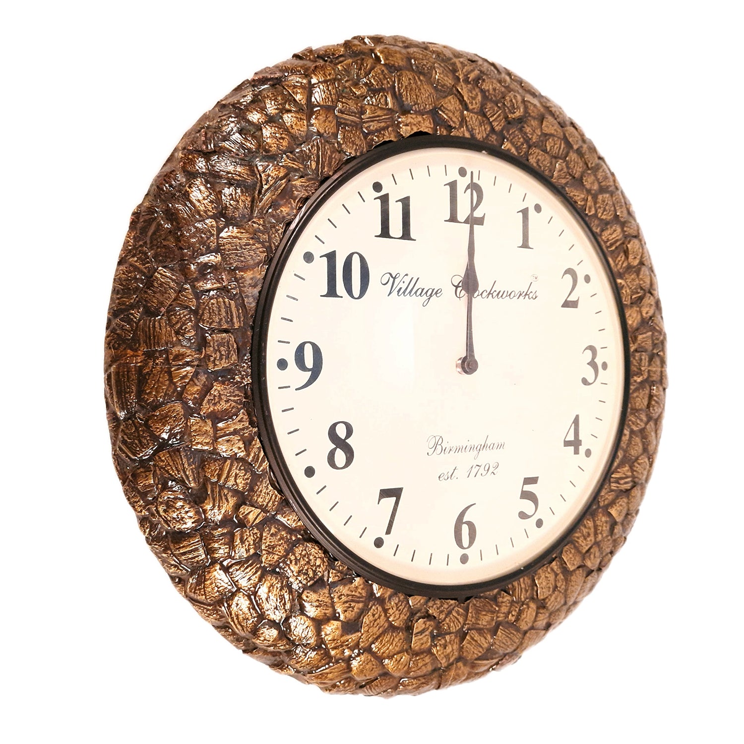Wall Clock for Home | Wall Mount Analog Big Watch With Antique Brass Work - For Living Room, Bedroom, Hall, Office Decor & Gift - Apkamart