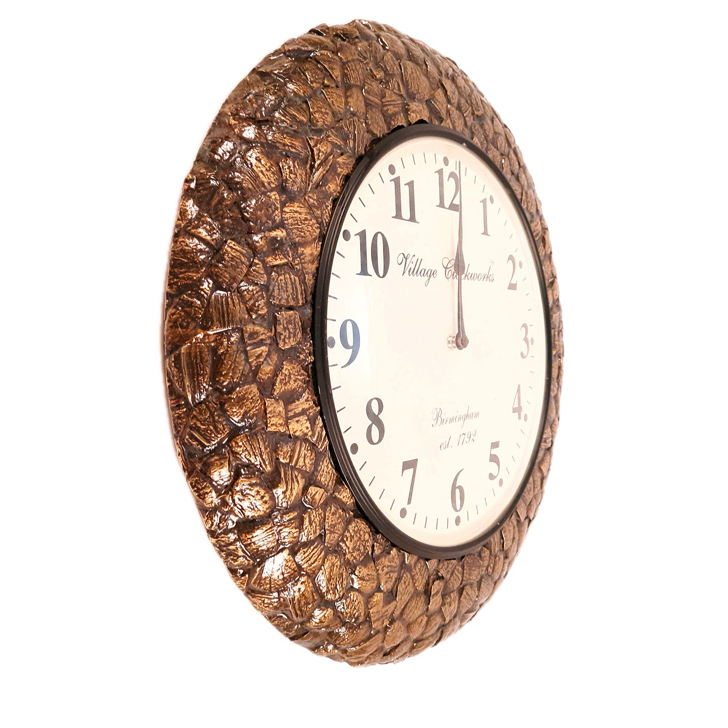 Wall Clock for Home | Wall Mount Analog Big Watch With Antique Brass Work - For Living Room, Bedroom, Hall, Office Decor & Gift - Apkamart