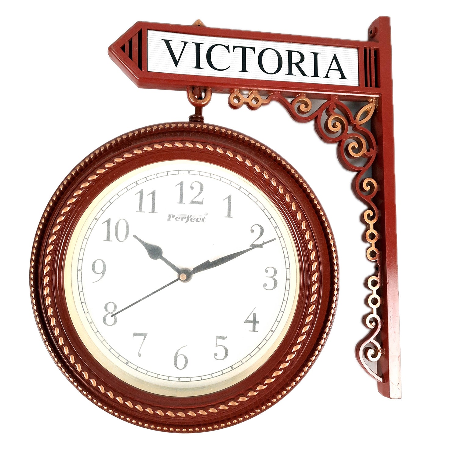 Railway Clocks - Double Sided | Victorian Station Wall Hanging Clock | Vintage Platform Watch - for Home, Living Room, Office Decor & Gifts - 11 Inch - Apkamart #Color_Brown