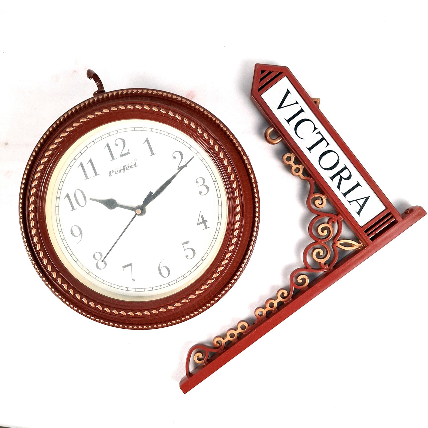 Railway Clocks - Double Sided | Victorian Station Wall Hanging Clock | Vintage Platform Watch - for Home, Living Room, Office Decor & Gifts - 11 Inch - Apkamart #Color_Brown