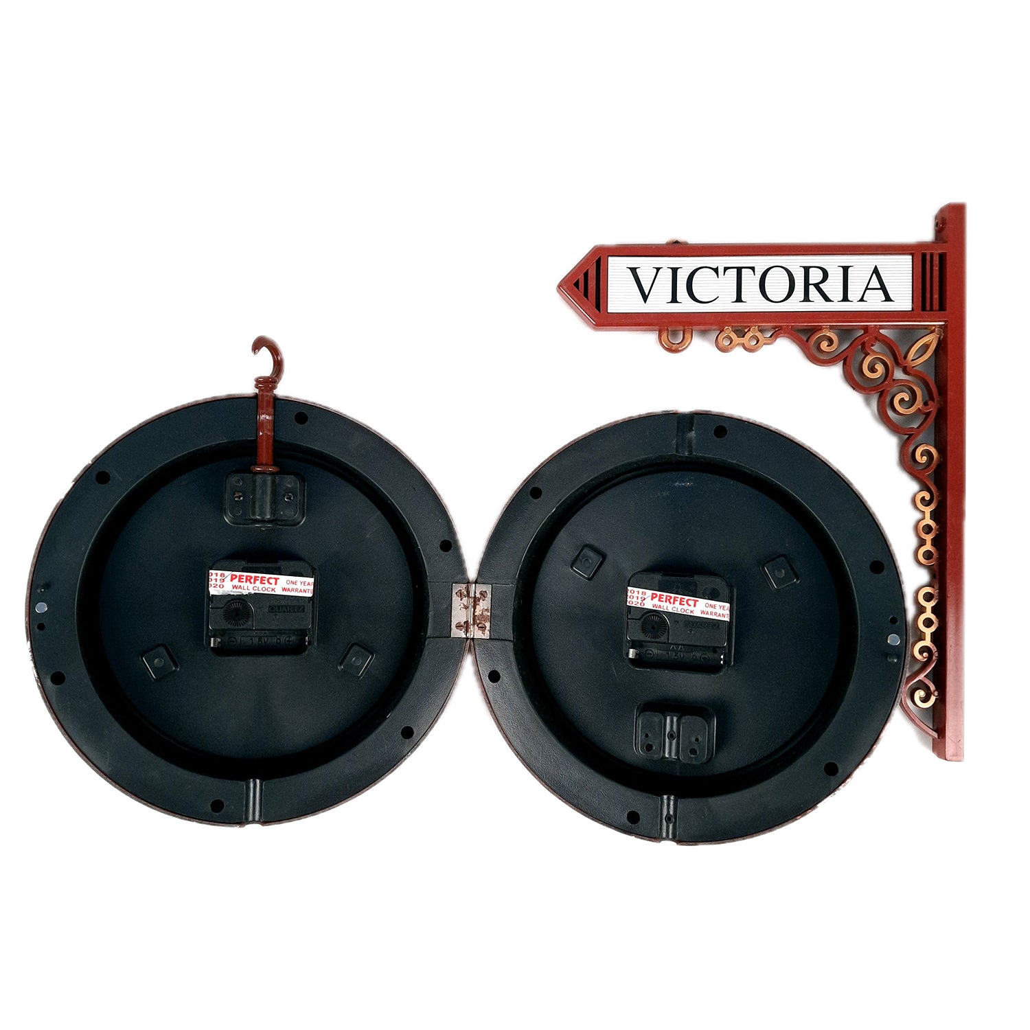 Railway Clocks - Double Sided | Victorian Station Wall Hanging Clock | Vintage Platform Watch - for Home, Living Room, Office Decor & Gifts - 11 Inch - Apkamart #Color_Brown