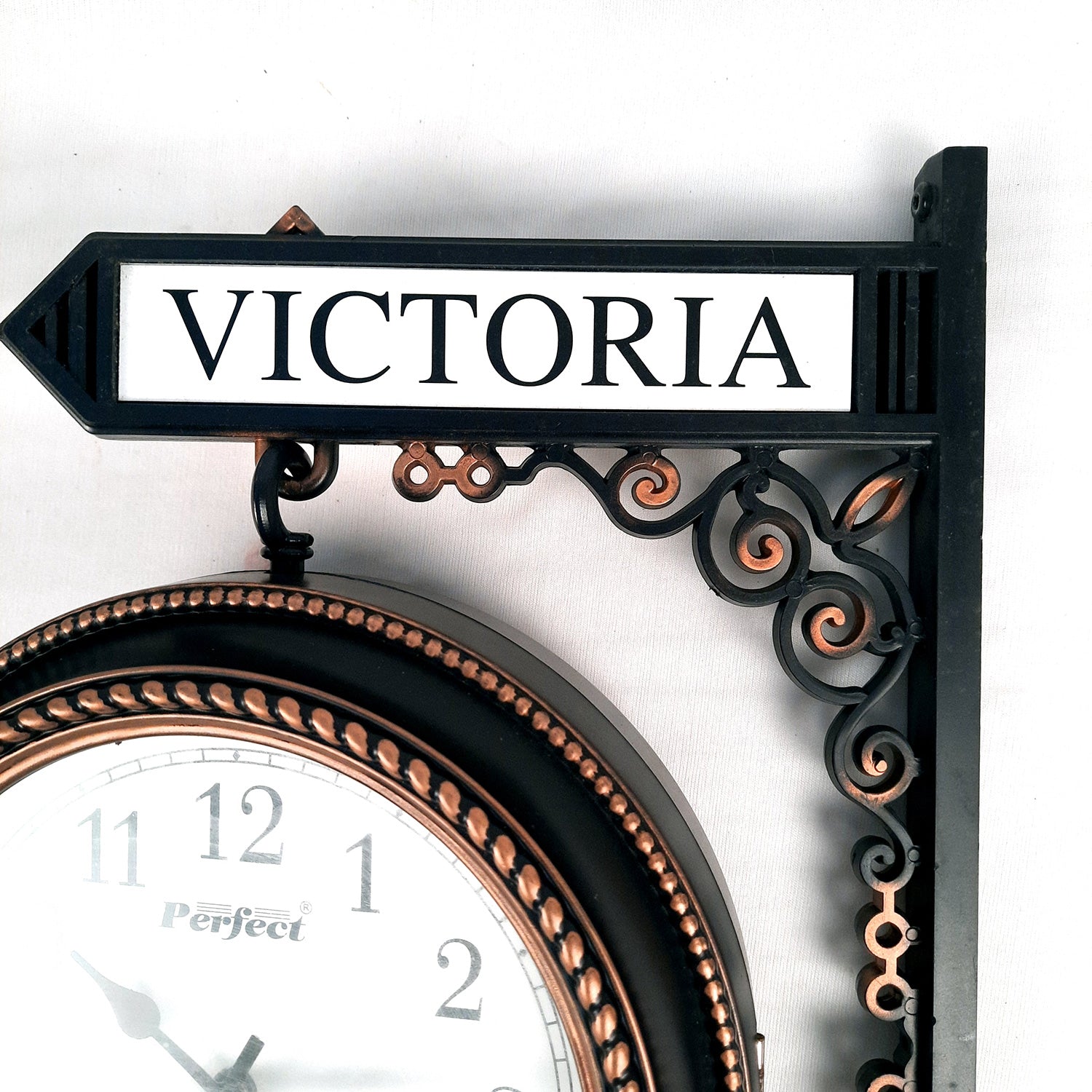 Railway Clocks - Double Sided | Victorian Station Wall Hanging Clock | Vintage Platform Watch - for Home, Living Room, Office Decor & Gifts - 11 Inch - Apkamart #Color_Black