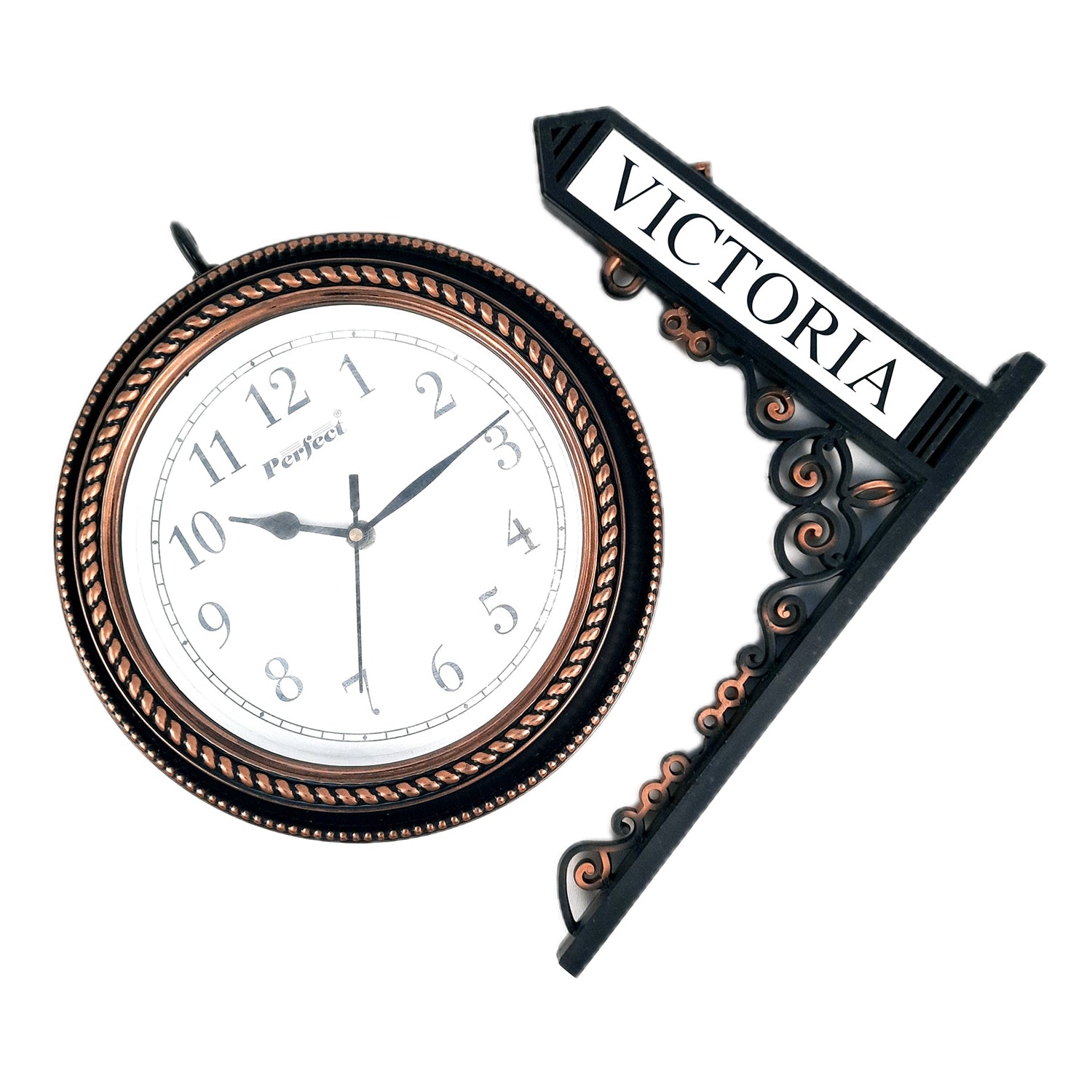 Railway Clocks - Double Sided | Victorian Station Wall Hanging Clock | Vintage Platform Watch - for Home, Living Room, Office Decor & Gifts - 11 Inch - Apkamart #Color_Black