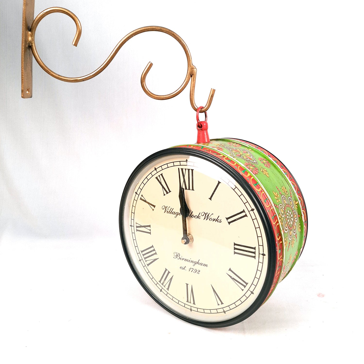 Victorian Station Clock | Vintage Railway Clocks - Double Sided Platform Watch | Antique Wall Hanging Clock - for Home, Living Room, Office Decor & Gifts - 10 inch - Apkamart