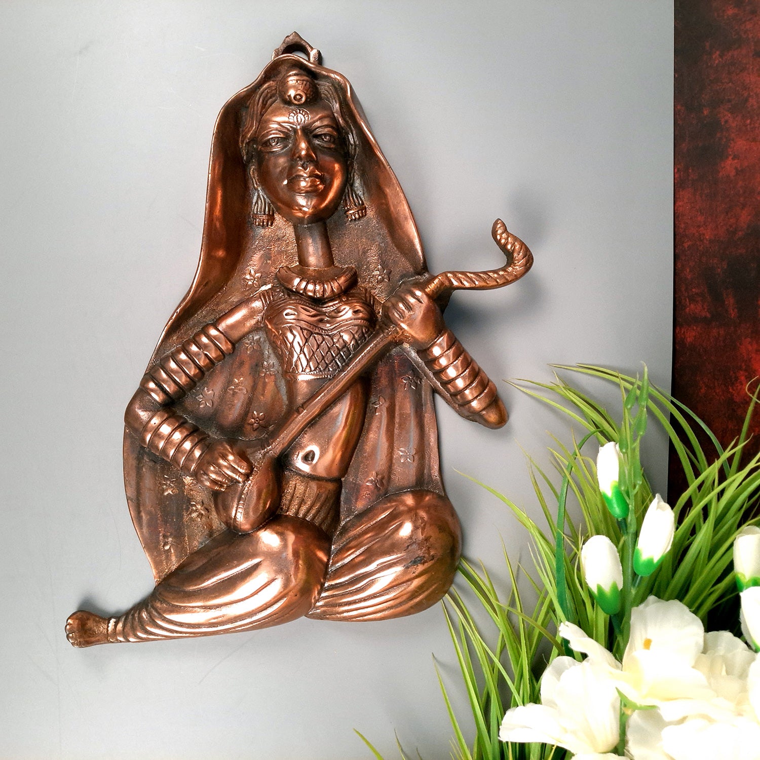 Wall Hanging Lady Musician Design | Metal Wall Art - For Home, Living Room, Bedroom, Drawing Room, Hotel, Restaurant Decor & Gifts - 15 inch - Apkamart