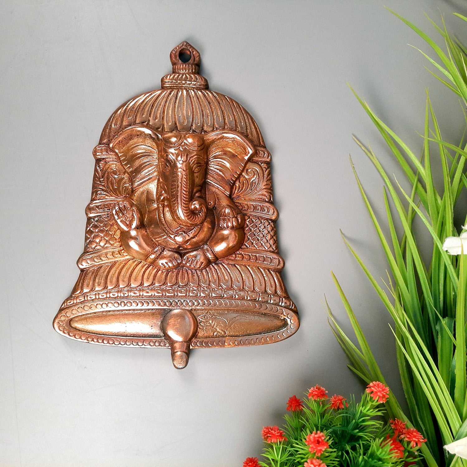 Ganesh Idol Wall Hanging | Lord Ganesha Wall Statue Decor - For Puja, Home & Entrance Living Room & Gift - 9 Inch - Apkamart