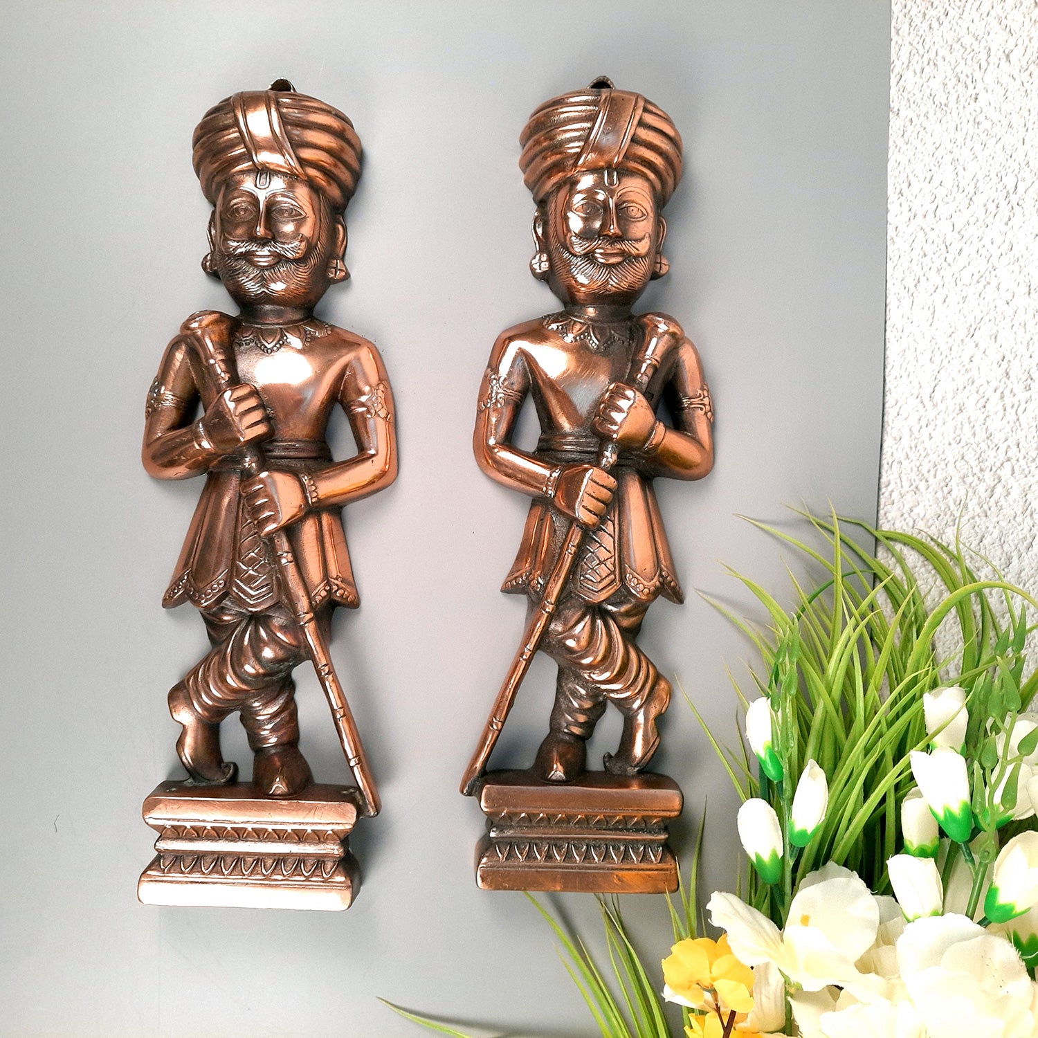 Wall Hanging Darbaan Set | Metal Wall Art - For Home, Living Room, Bedroom, Drawing Room, Entrance, Hotel, Restaurant Decor & Gifts - 18 Inch - Apkamart