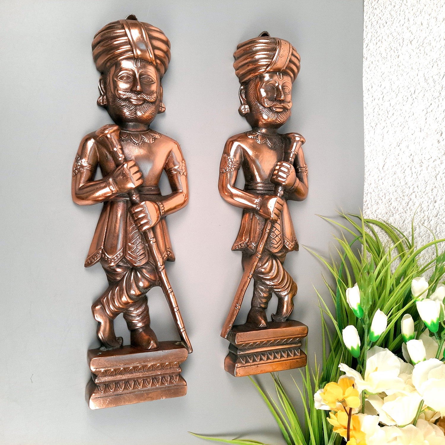 Wall Hanging Darbaan Set | Metal Wall Art - For Home, Living Room, Bedroom, Drawing Room, Entrance, Hotel, Restaurant Decor & Gifts - 18 Inch - Apkamart
