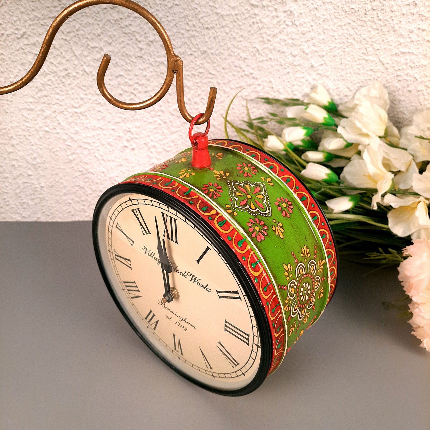 Victorian Station Clock | Vintage Railway Clocks - Double Sided Platform Watch | Antique Wall Hanging Clock - for Home, Living Room, Office Decor & Gifts - 10 inch - Apkamart