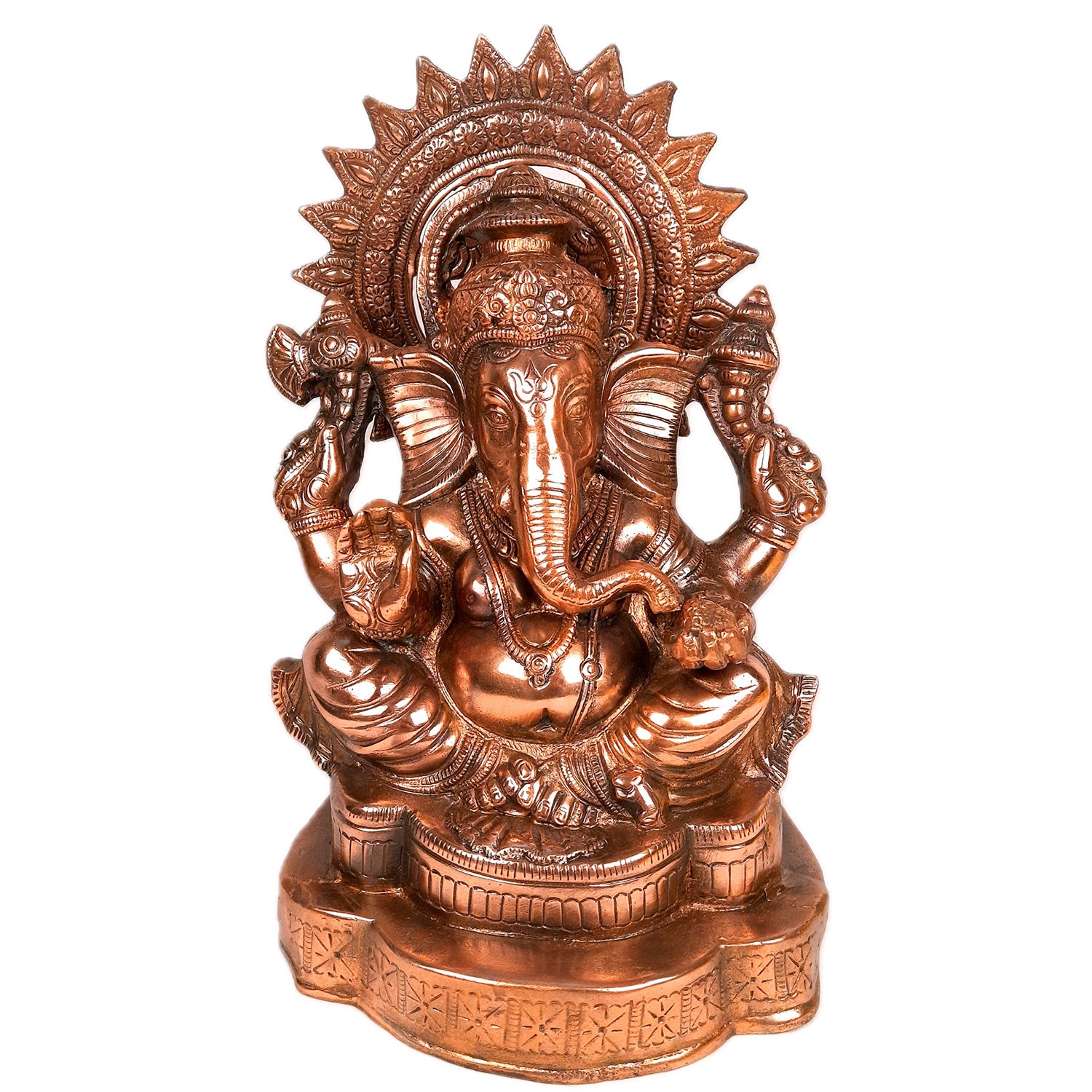 Lord Ganesh Idol | Metal Ganesha Statue | Ganpati Murti - for Home, Entrance, Puja & Religious Decor & Gift - 15 Inch - Apkamart