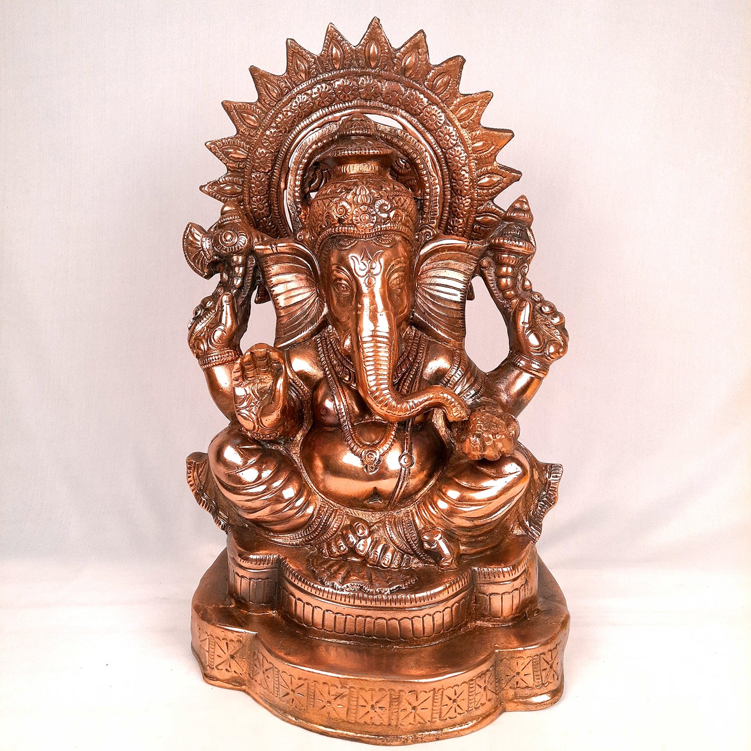 Lord Ganesh Idol | Metal Ganesha Statue | Ganpati Murti - for Home, Entrance, Puja & Religious Decor & Gift - 15 Inch - Apkamart