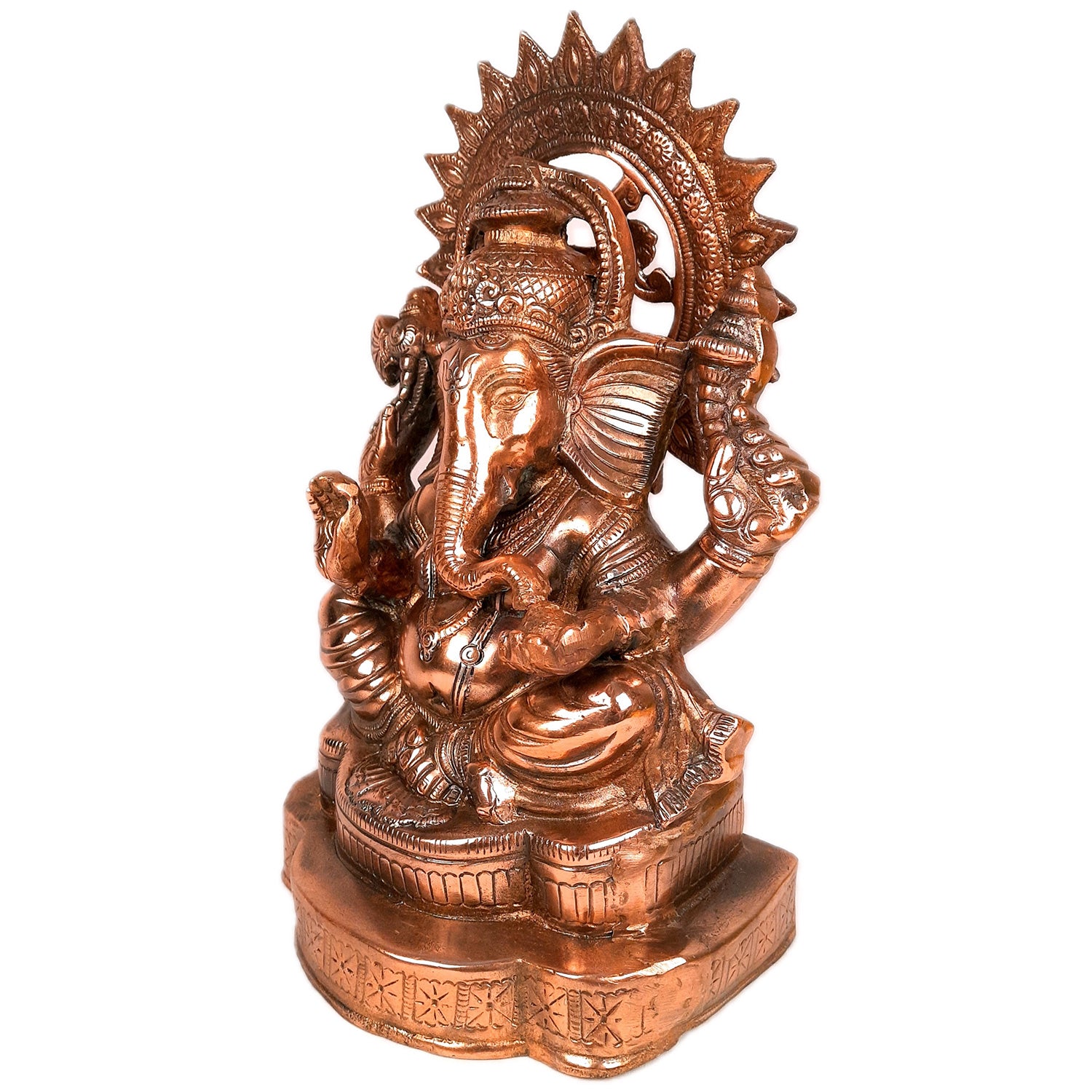 Lord Ganesh Idol | Metal Ganesha Statue | Ganpati Murti - for Home, Entrance, Puja & Religious Decor & Gift - 15 Inch - Apkamart