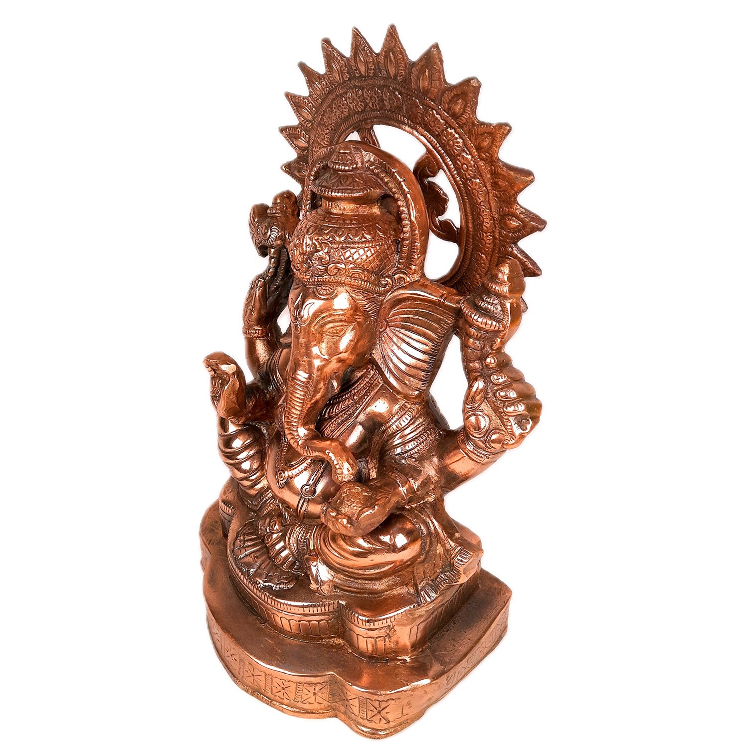 Lord Ganesh Idol | Metal Ganesha Statue | Ganpati Murti - for Home, Entrance, Puja & Religious Decor & Gift - 15 Inch - Apkamart