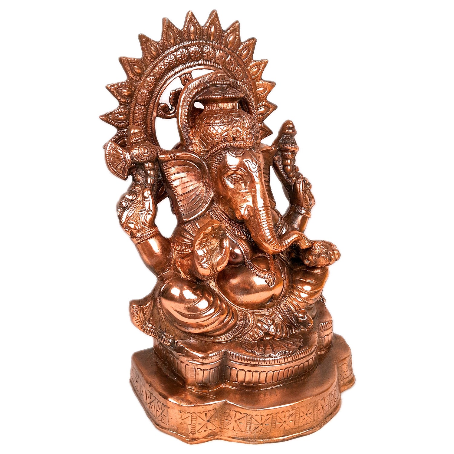 Lord Ganesh Idol | Metal Ganesha Statue | Ganpati Murti - for Home, Entrance, Puja & Religious Decor & Gift - 15 Inch - Apkamart